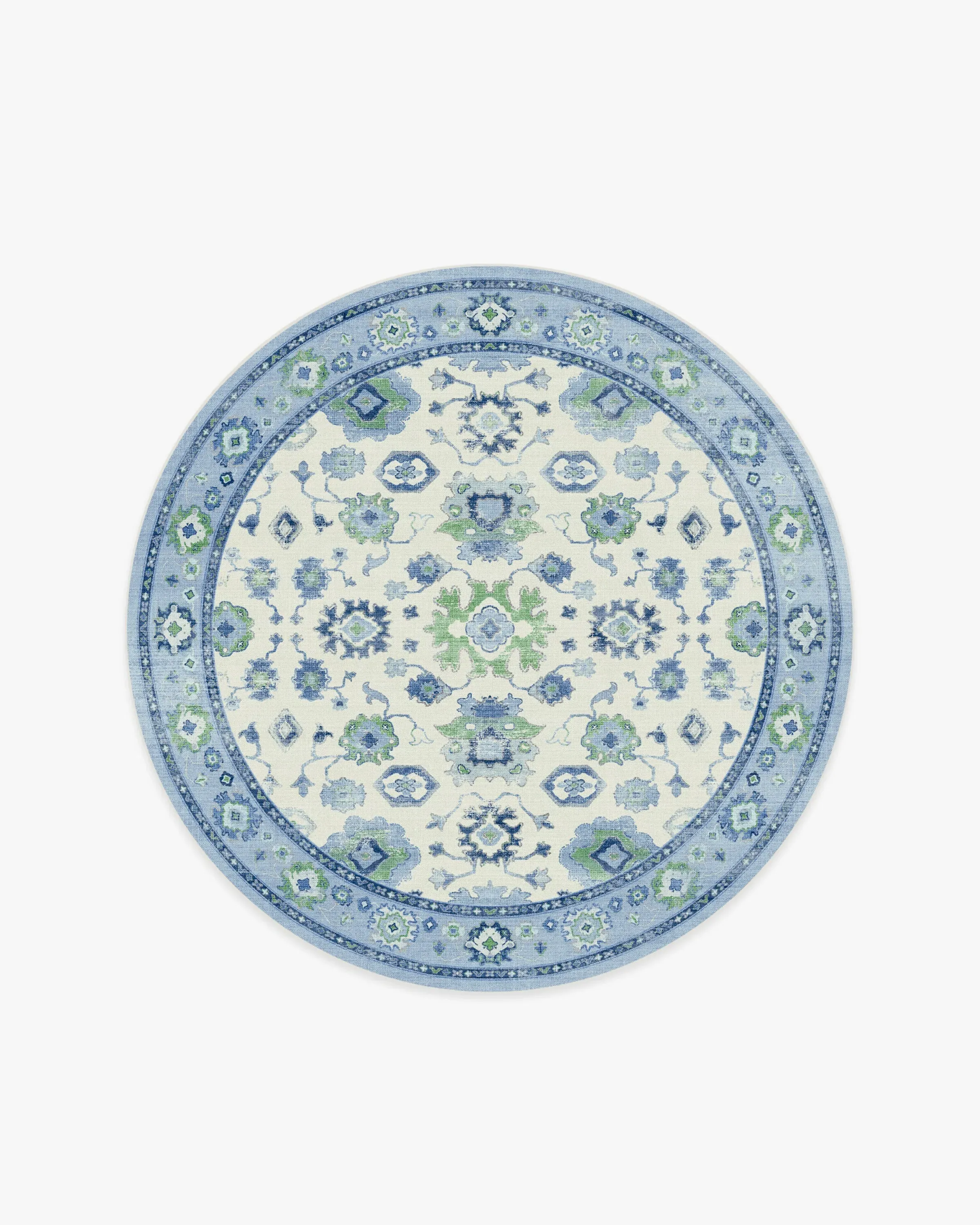 Round Area Rug Machine Washable - Blue