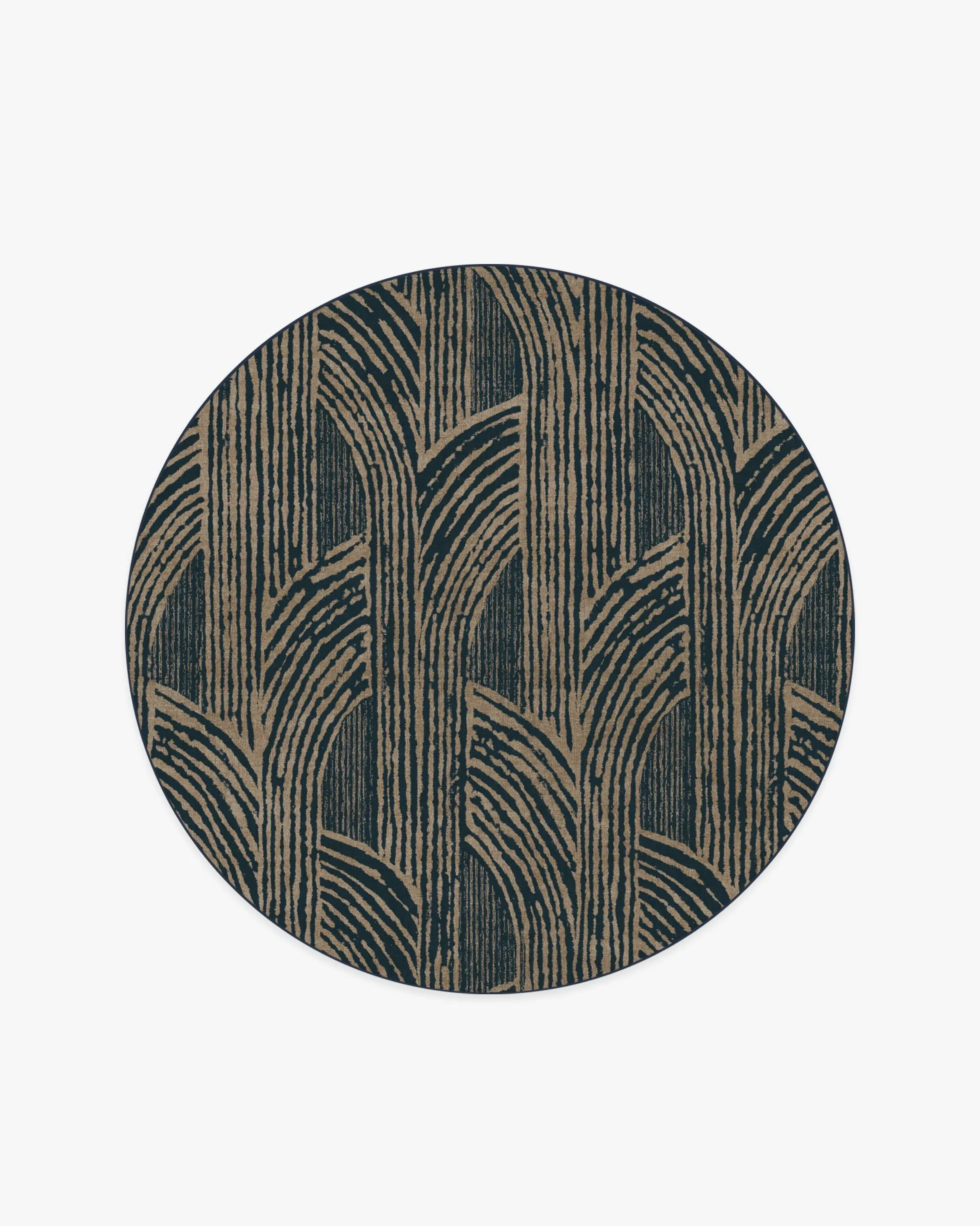 Round Area Rug Machine Washable - Blue