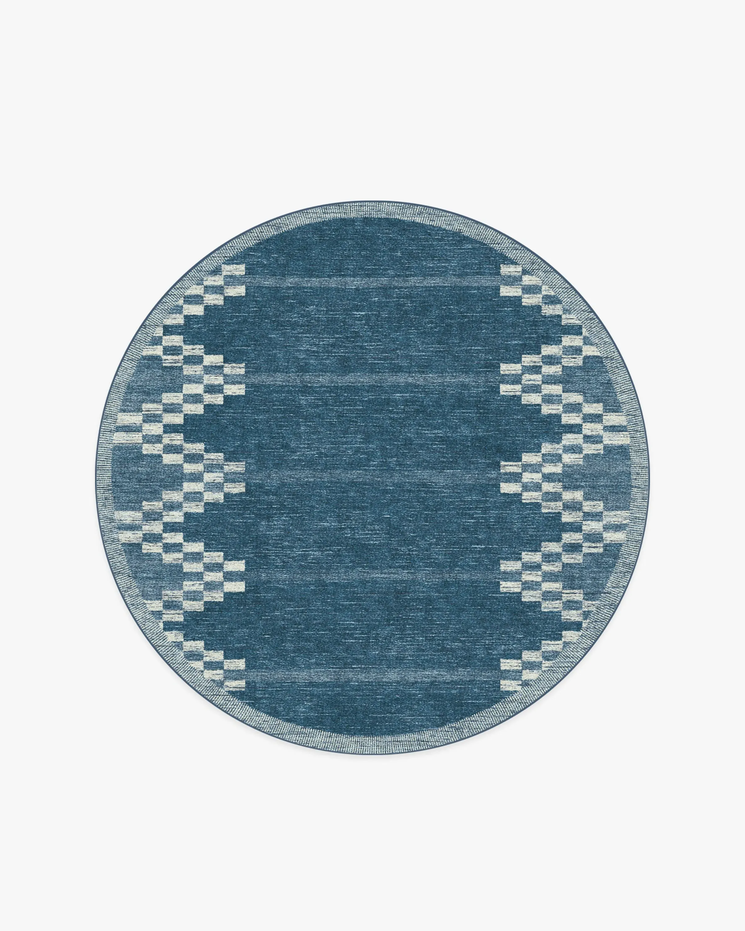 Round Area Rug Machine Washable - Blue