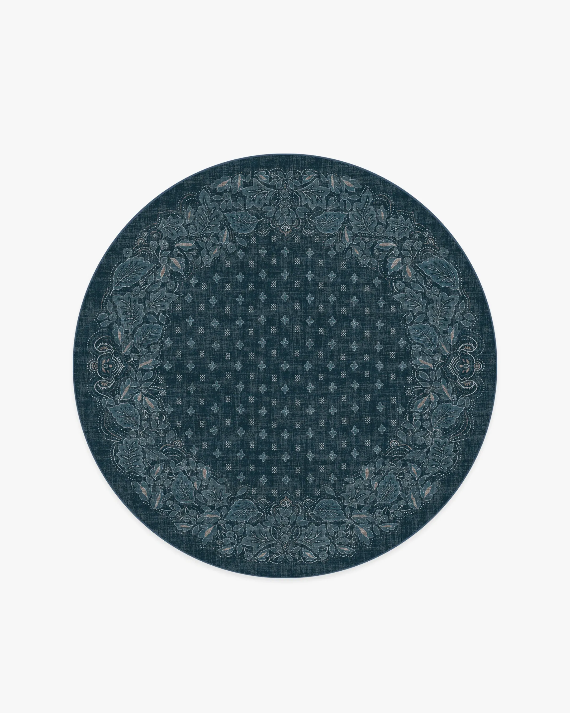 Round Area Rug Machine Washable - Blue