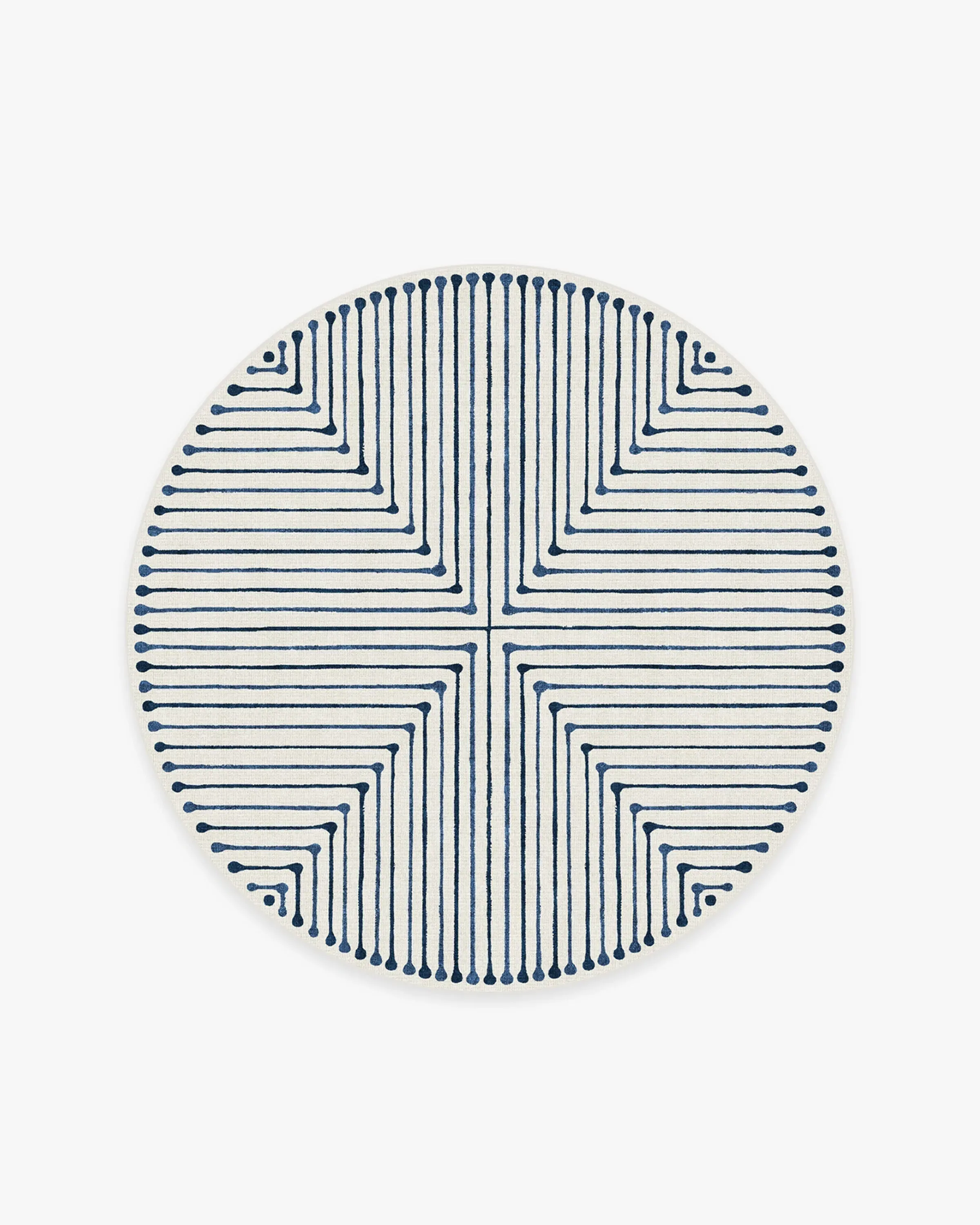 Round Area Rug Machine Washable - Blue