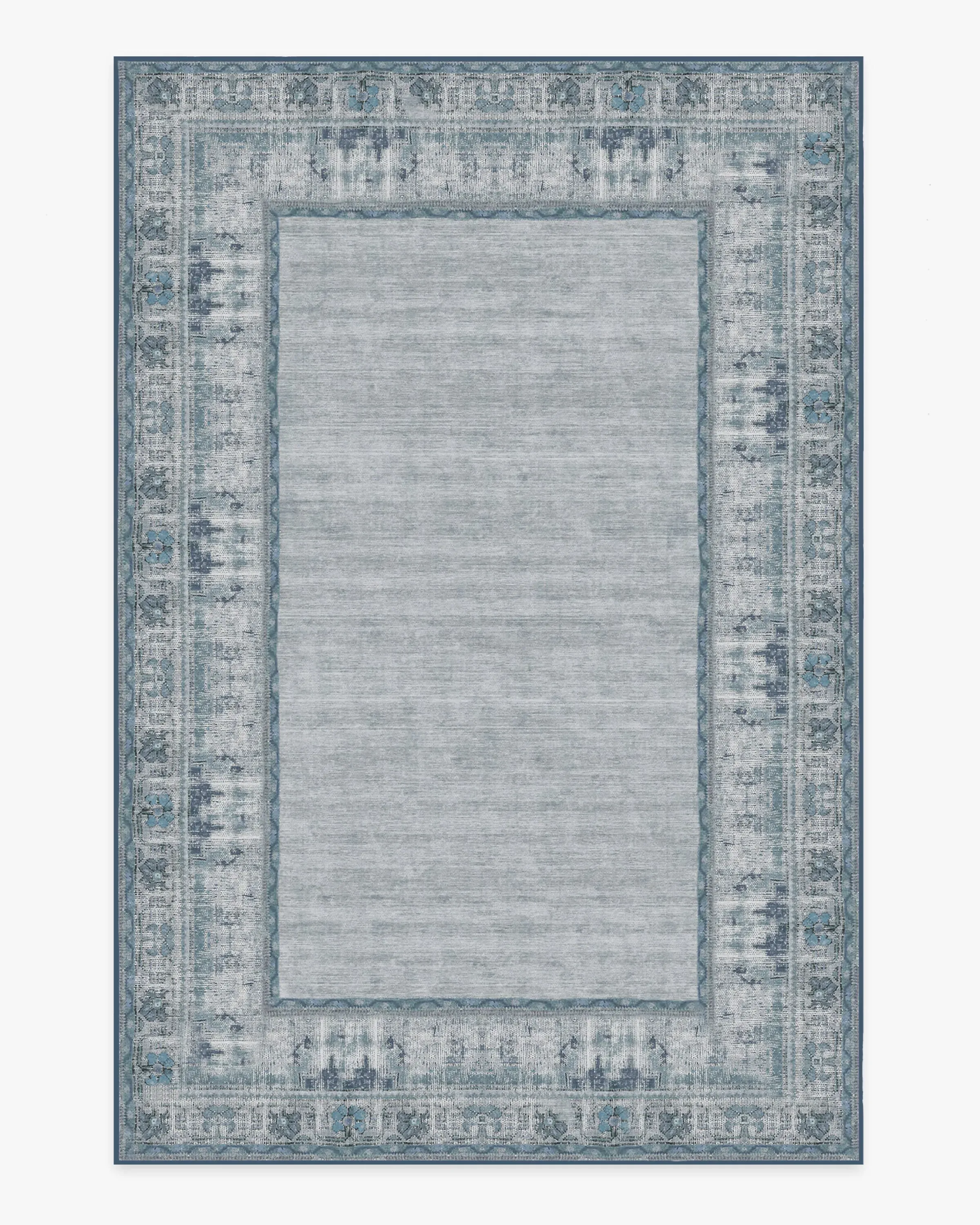 Round Area Rug Machine Washable - Blue