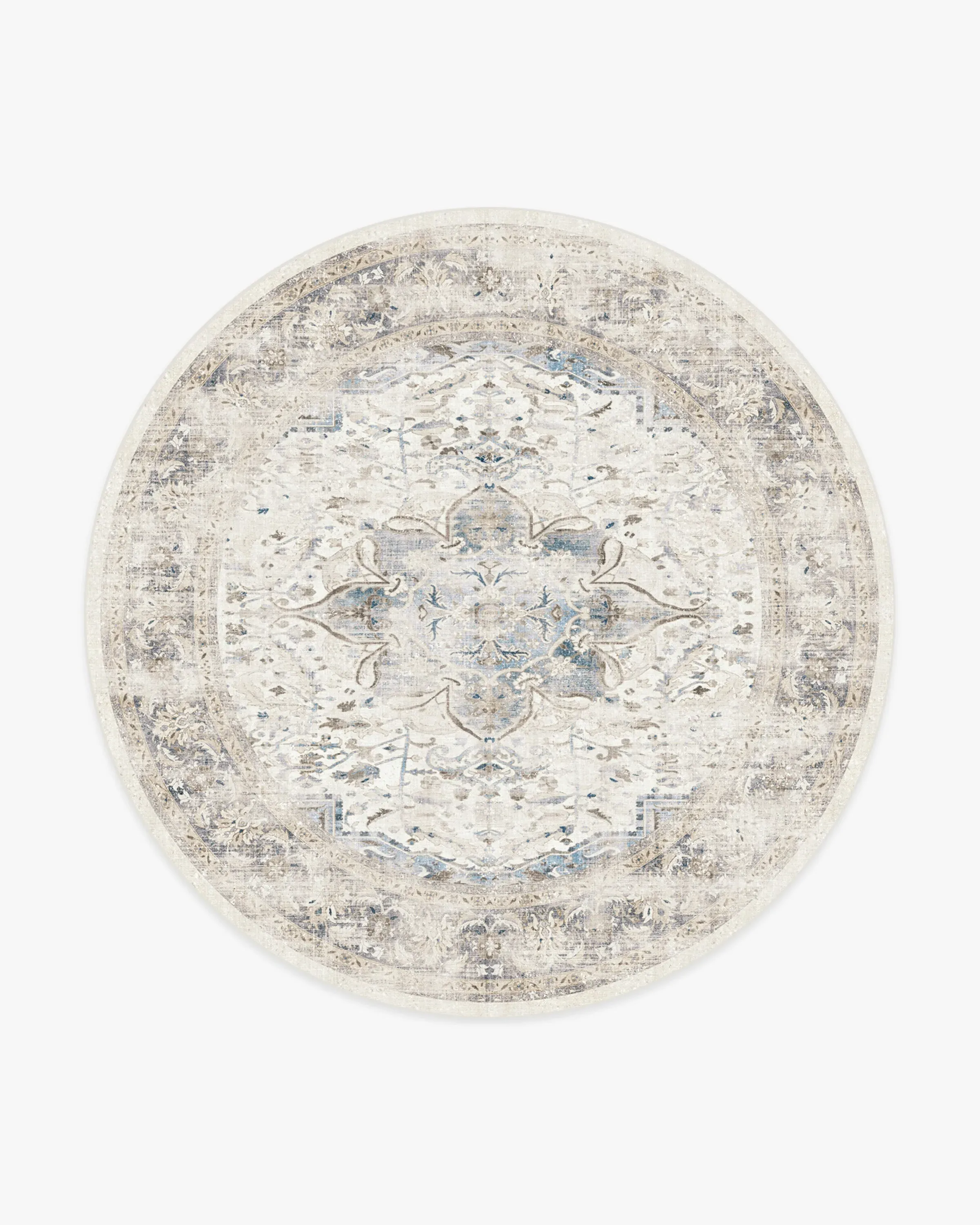 Round Area Rug Machine Washable - Blue