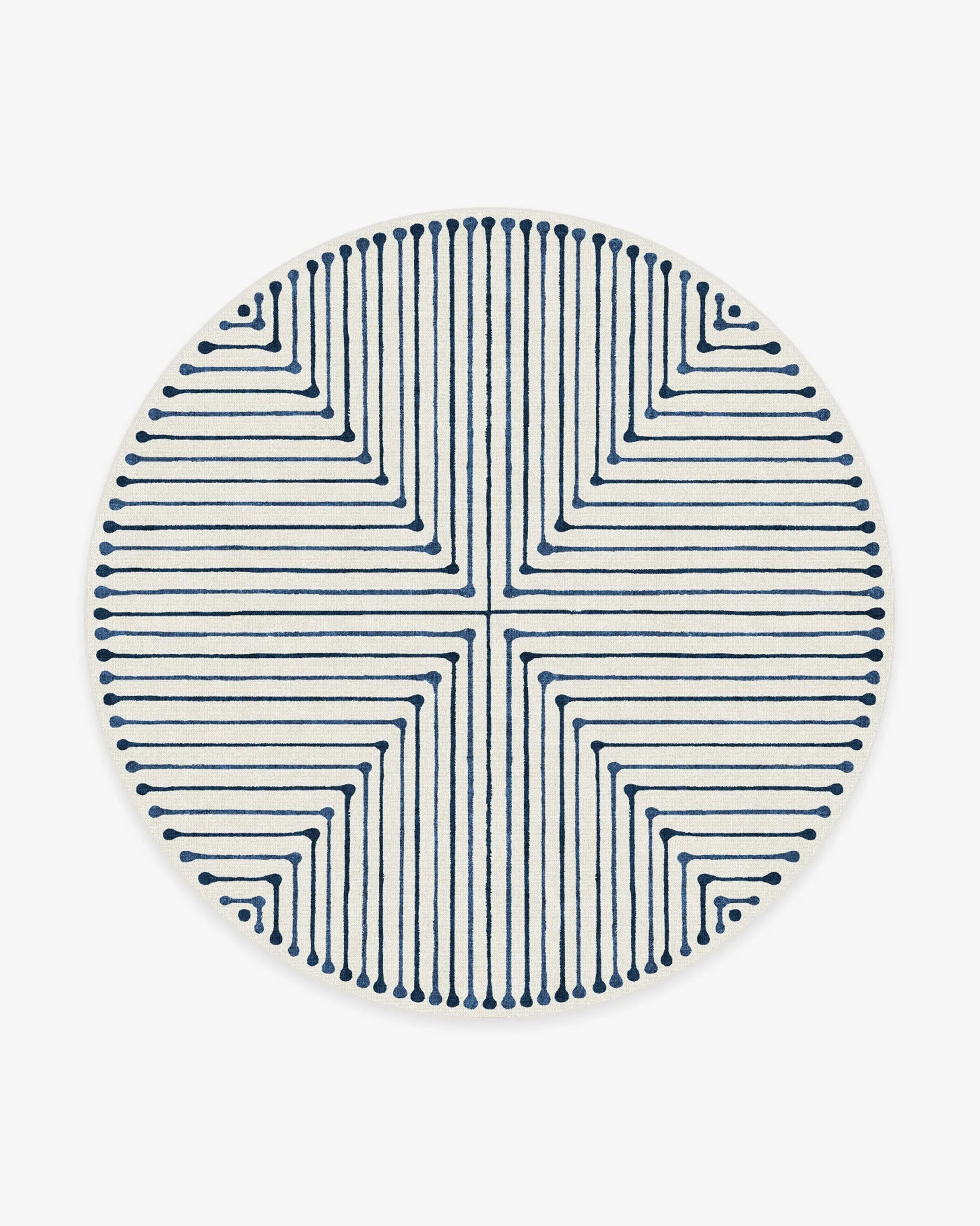 Round Area Rug Machine Washable - Blue
