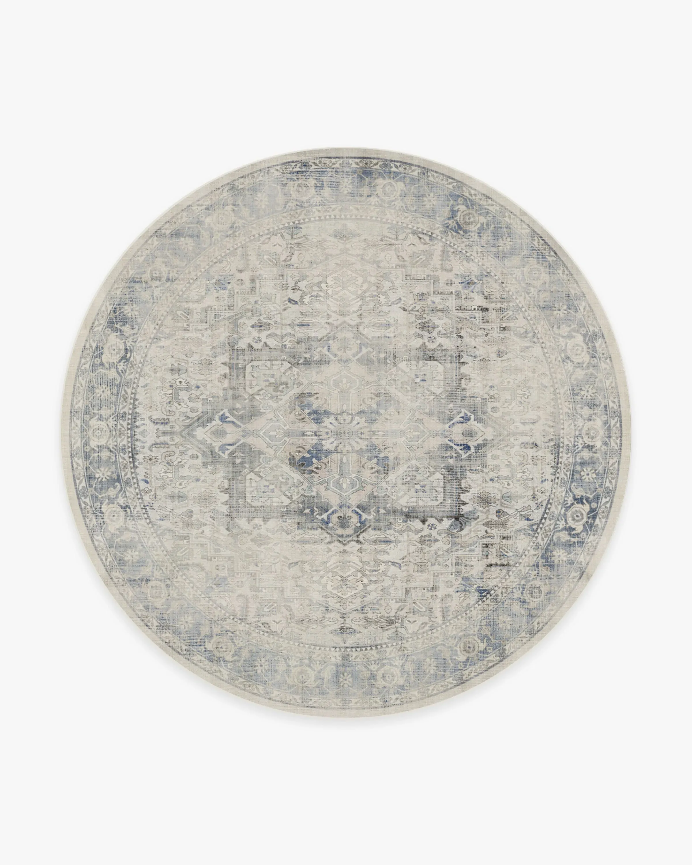 Round Area Rug Machine Washable - Blue