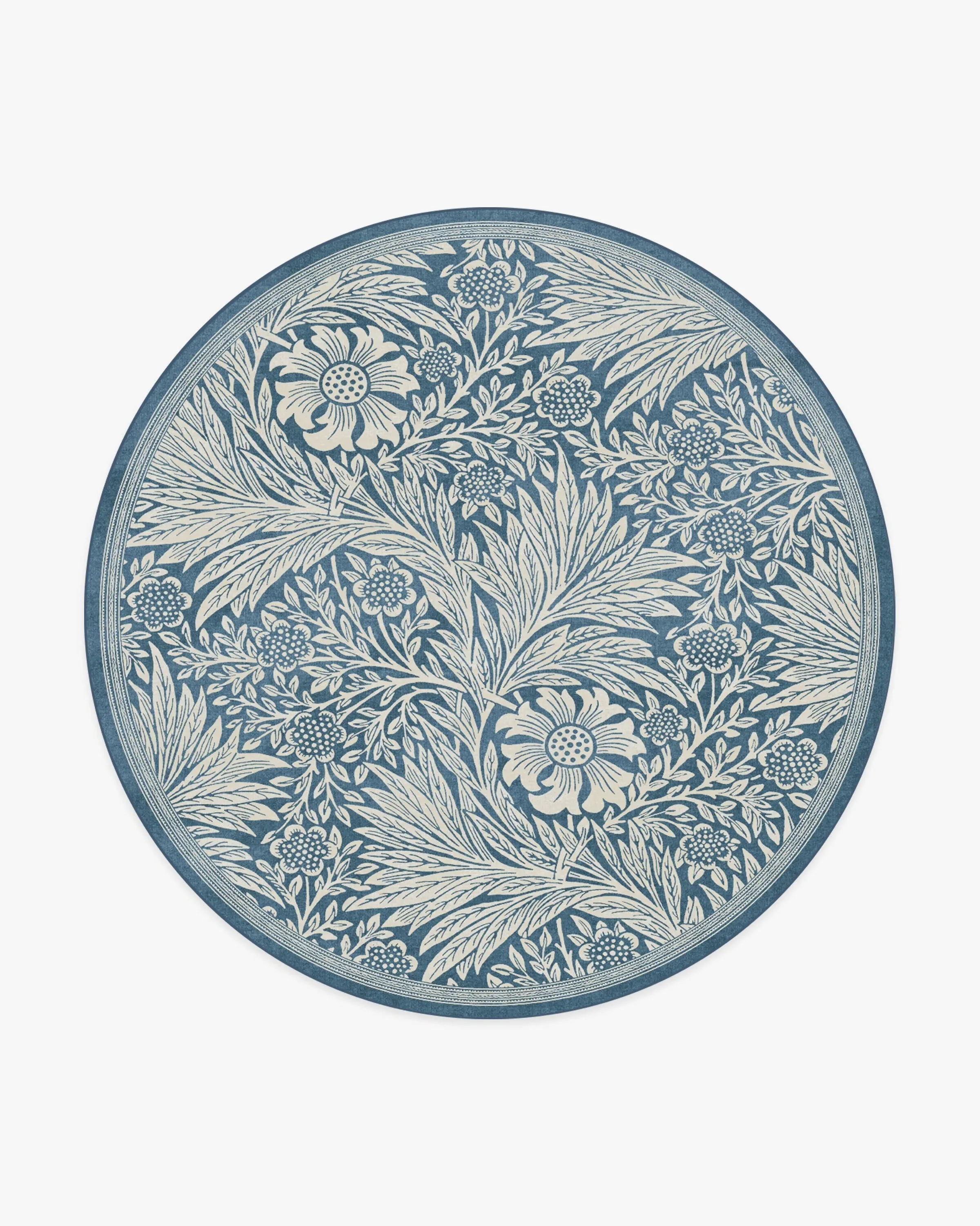 Round Area Rug Machine Washable - Blue