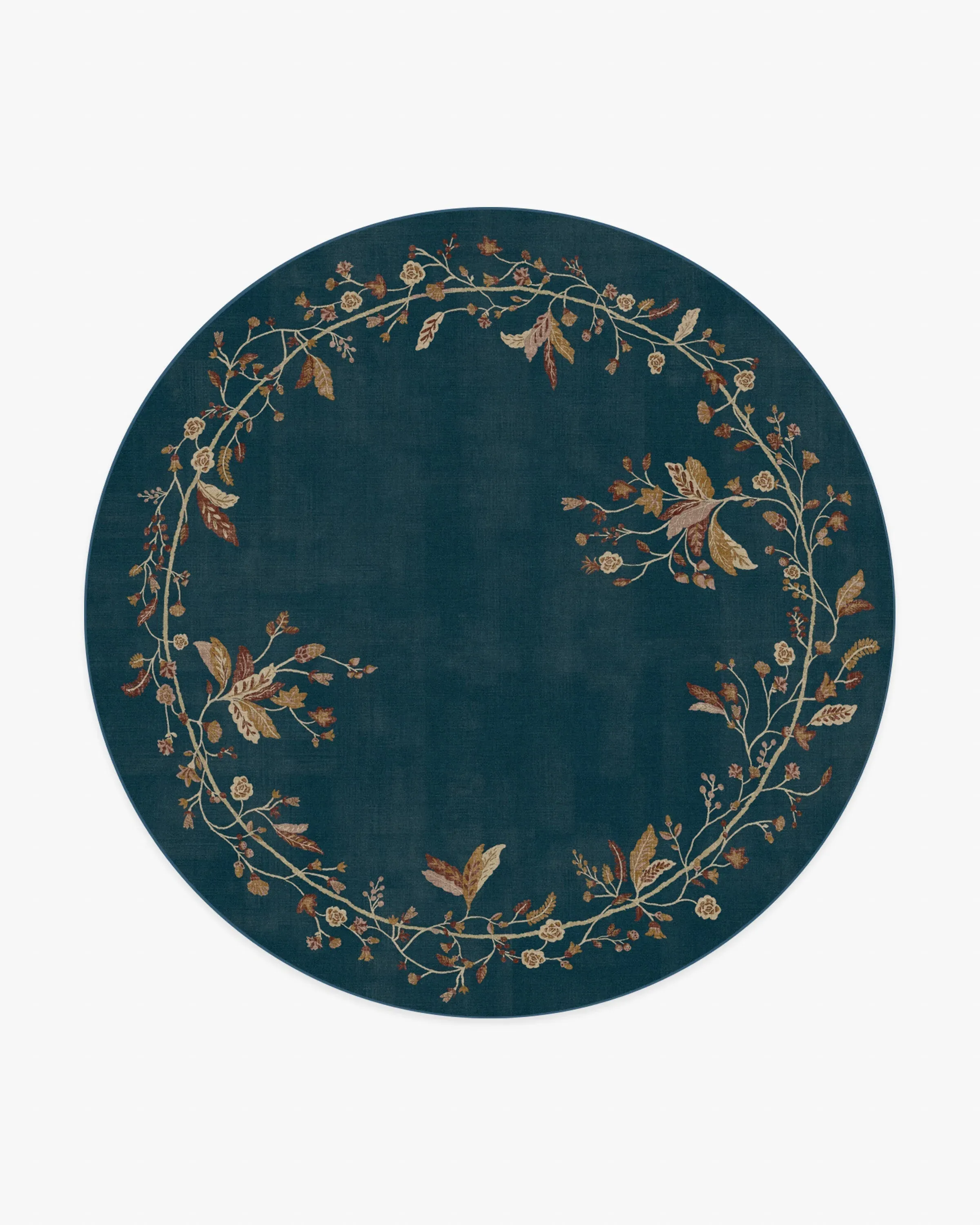 Round Area Rug Machine Washable - Blue