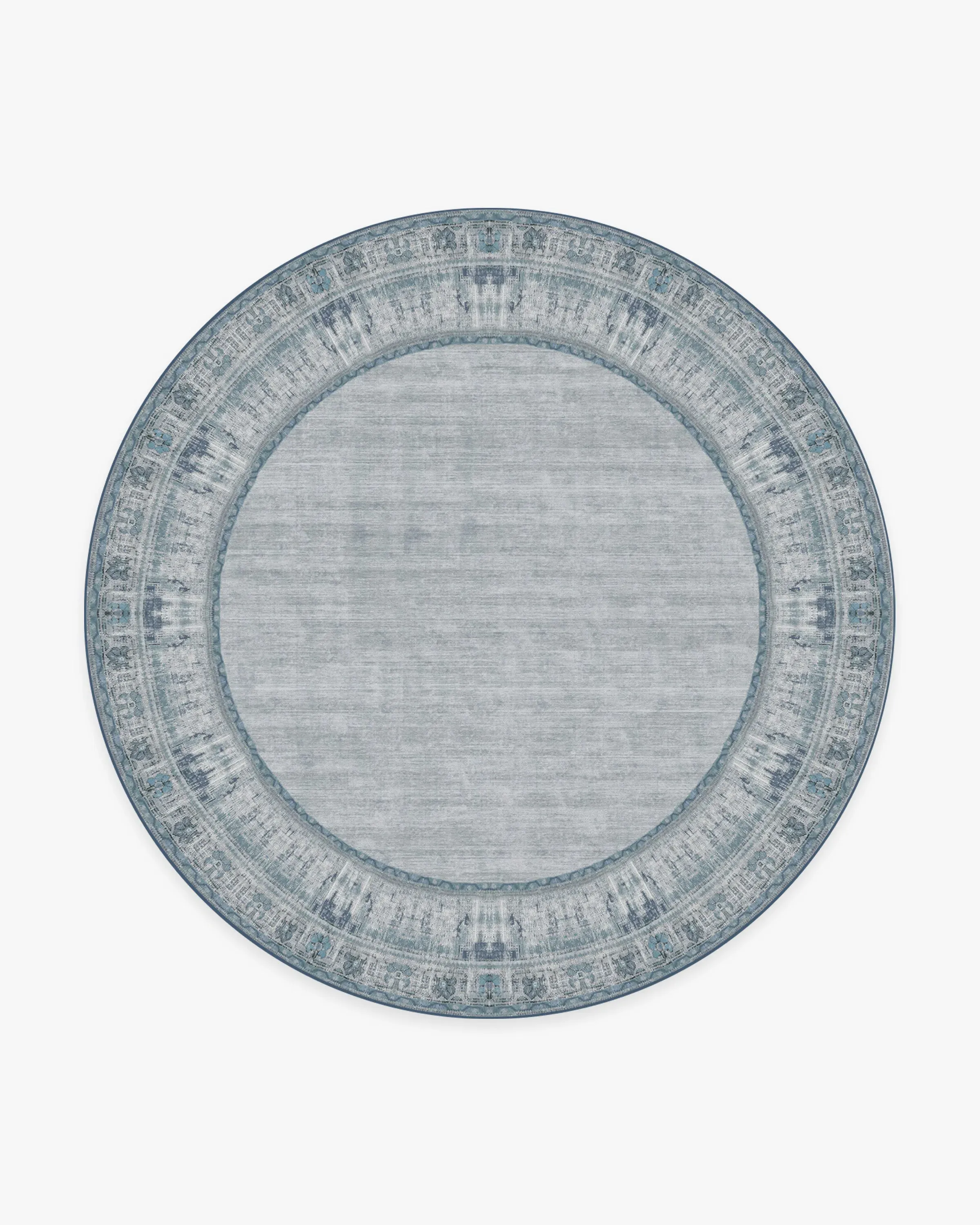 Round Area Rug Machine Washable - Blue