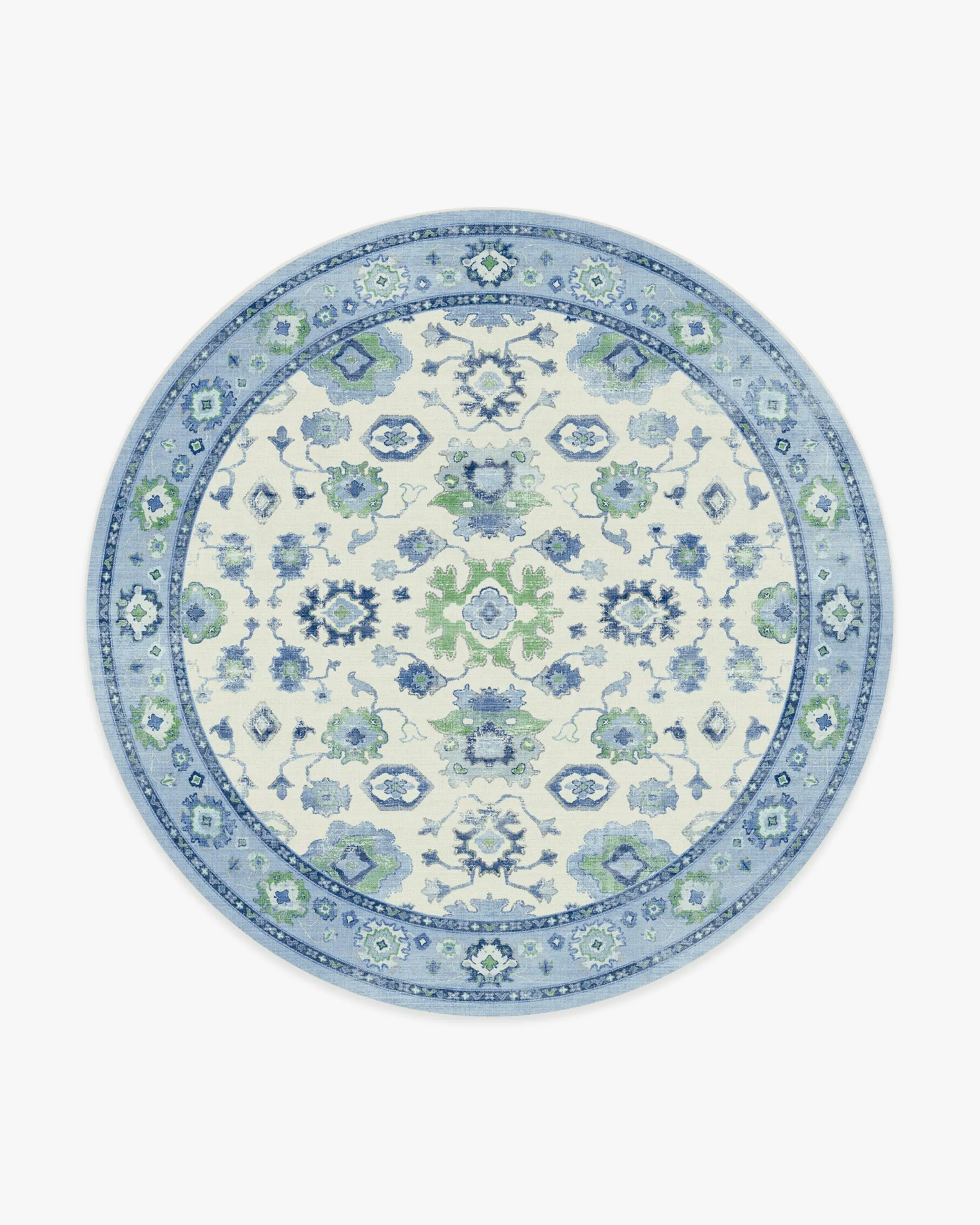 Round Area Rug Machine Washable - Blue