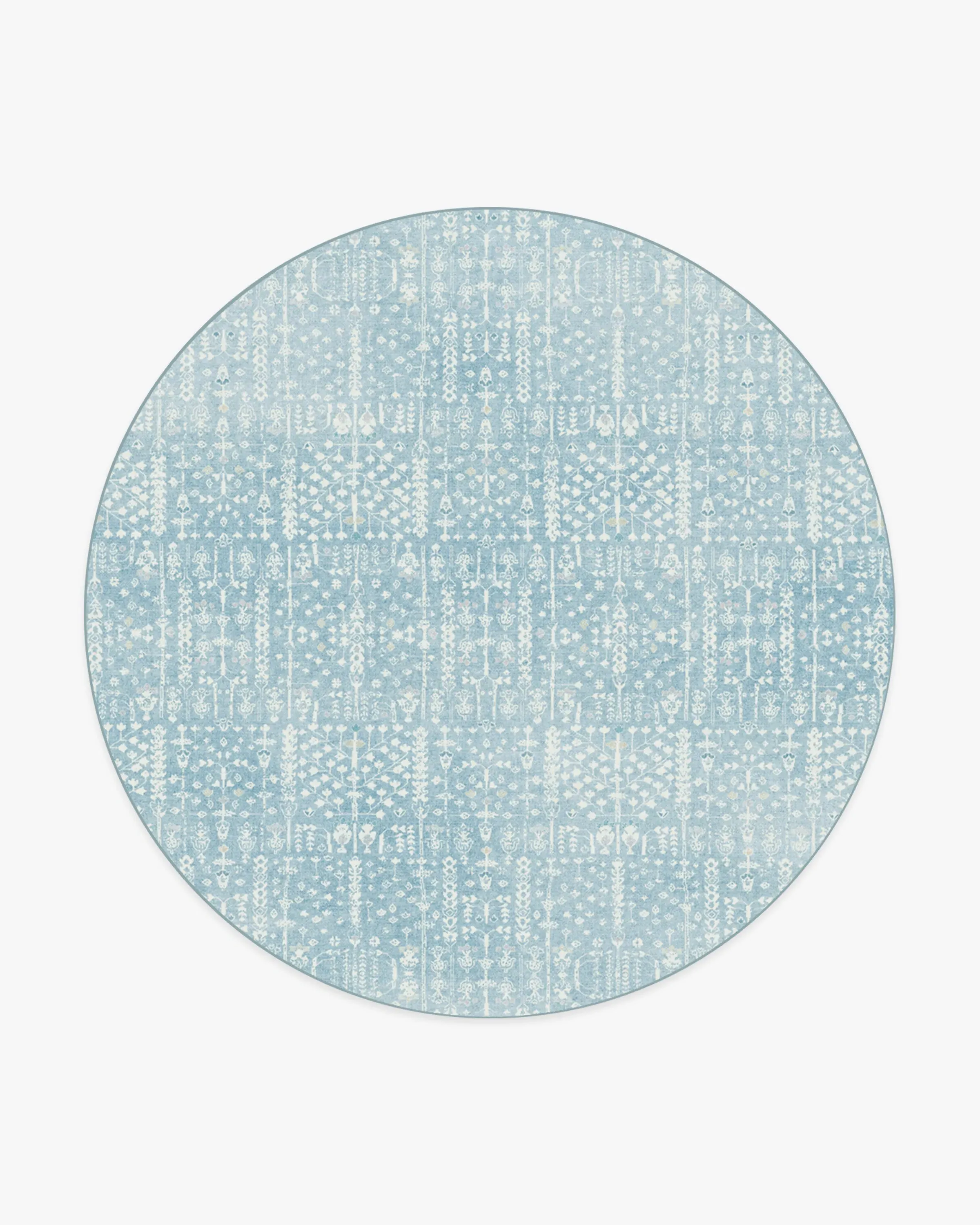 Round Area Rug Machine Washable - Blue