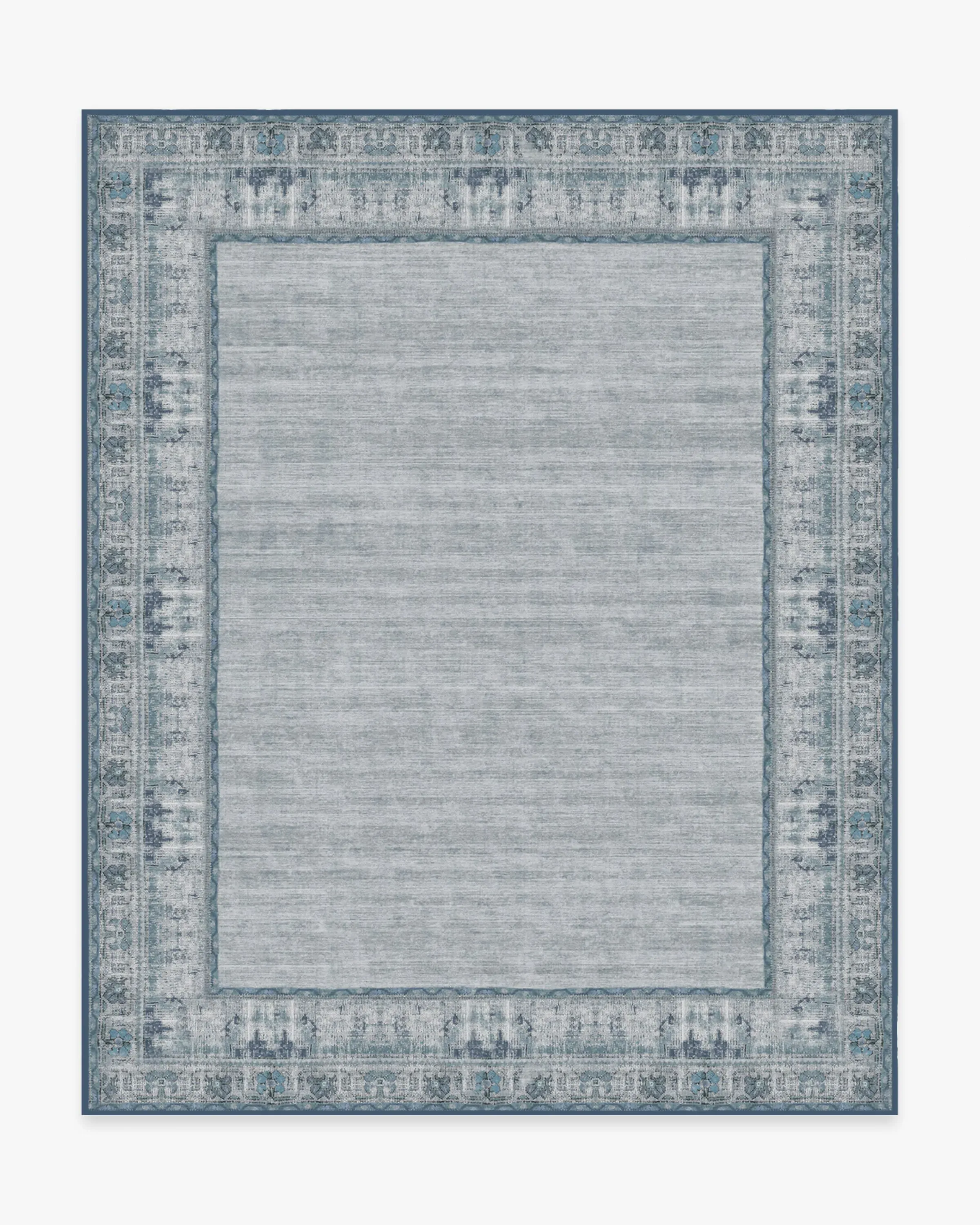 Round Area Rug Machine Washable - Blue