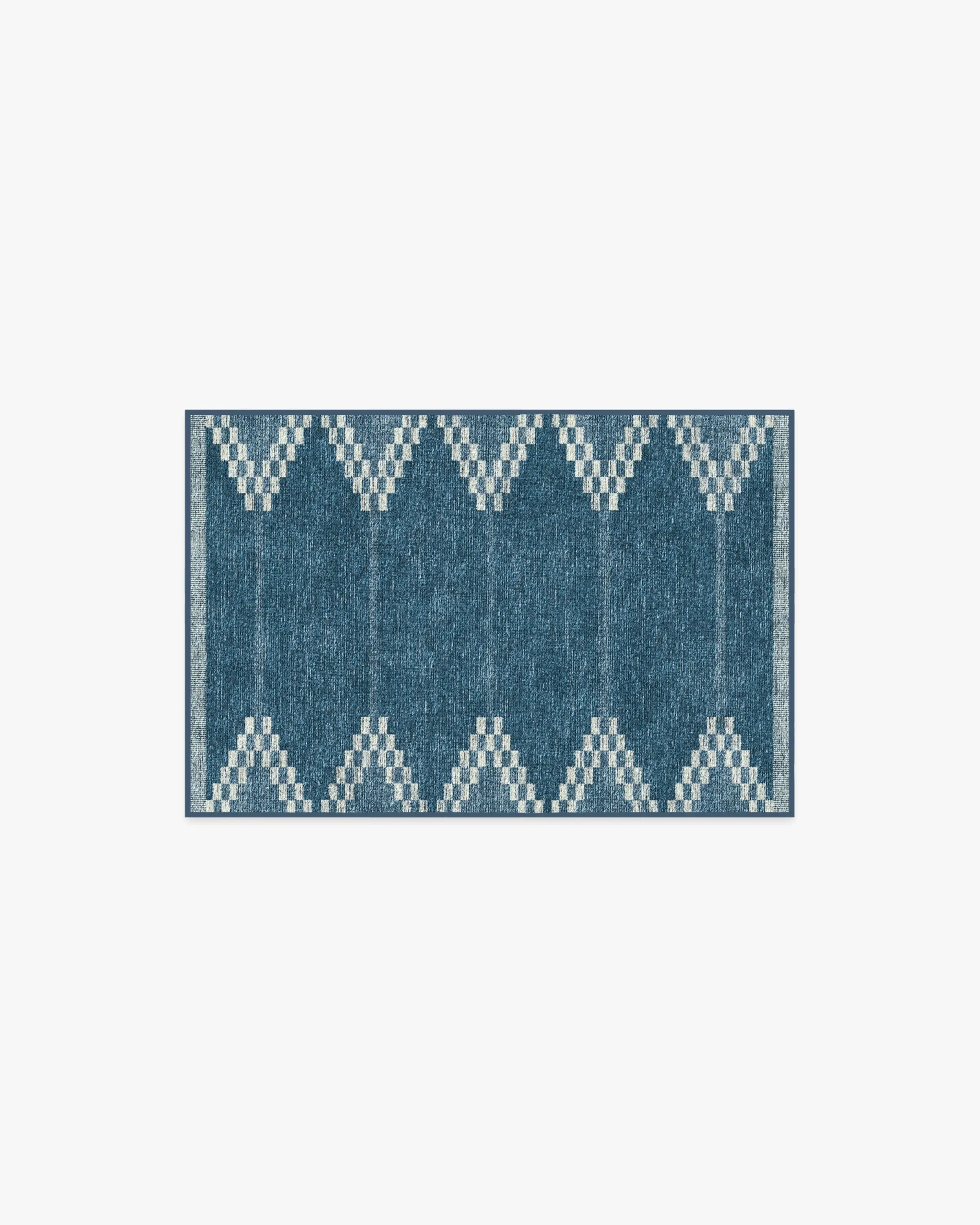 Round Area Rug Machine Washable - Blue image