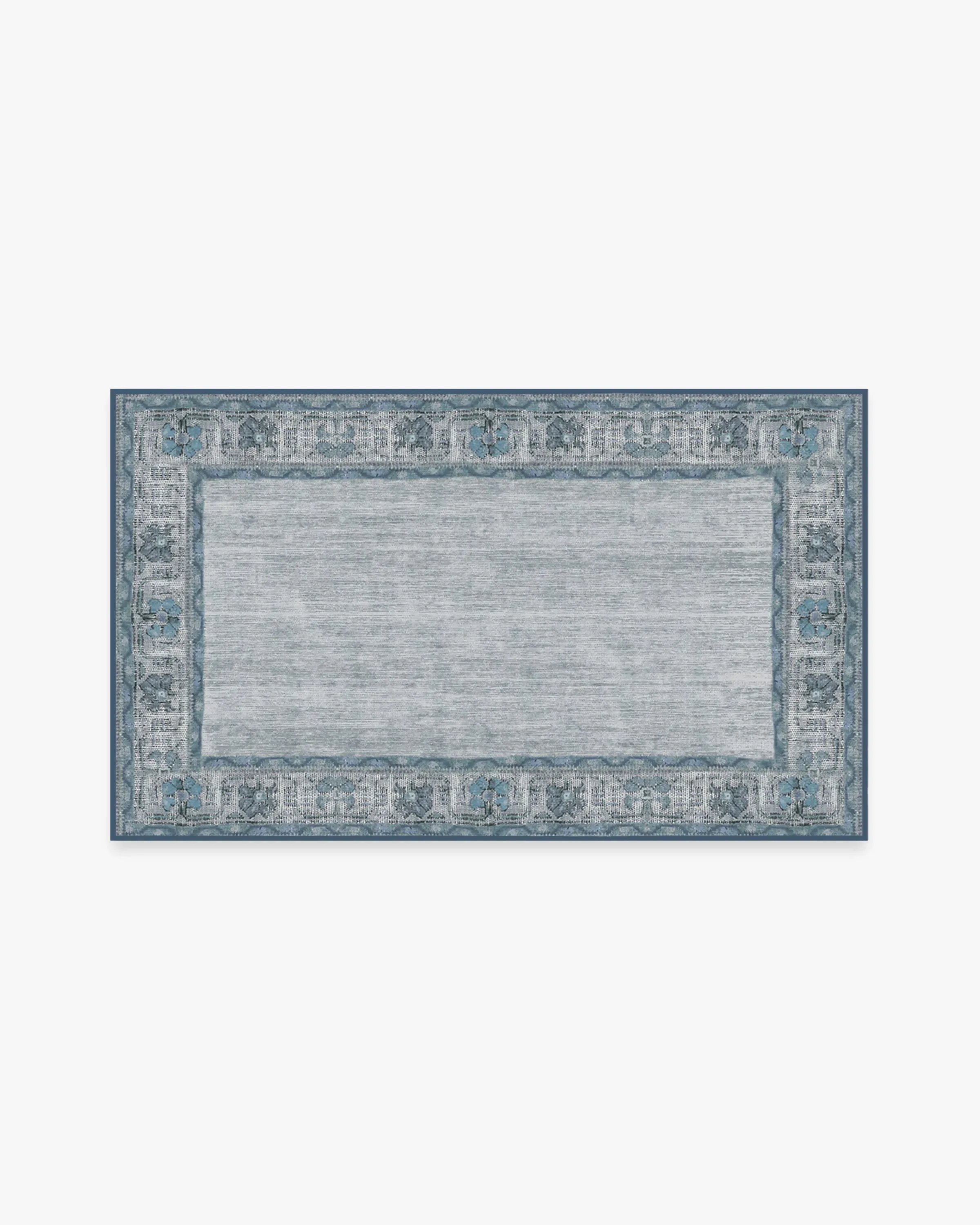 Round Area Rug Machine Washable - Blue