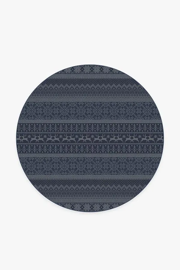 Round Area Rug Machine Washable - Blue, Chenille