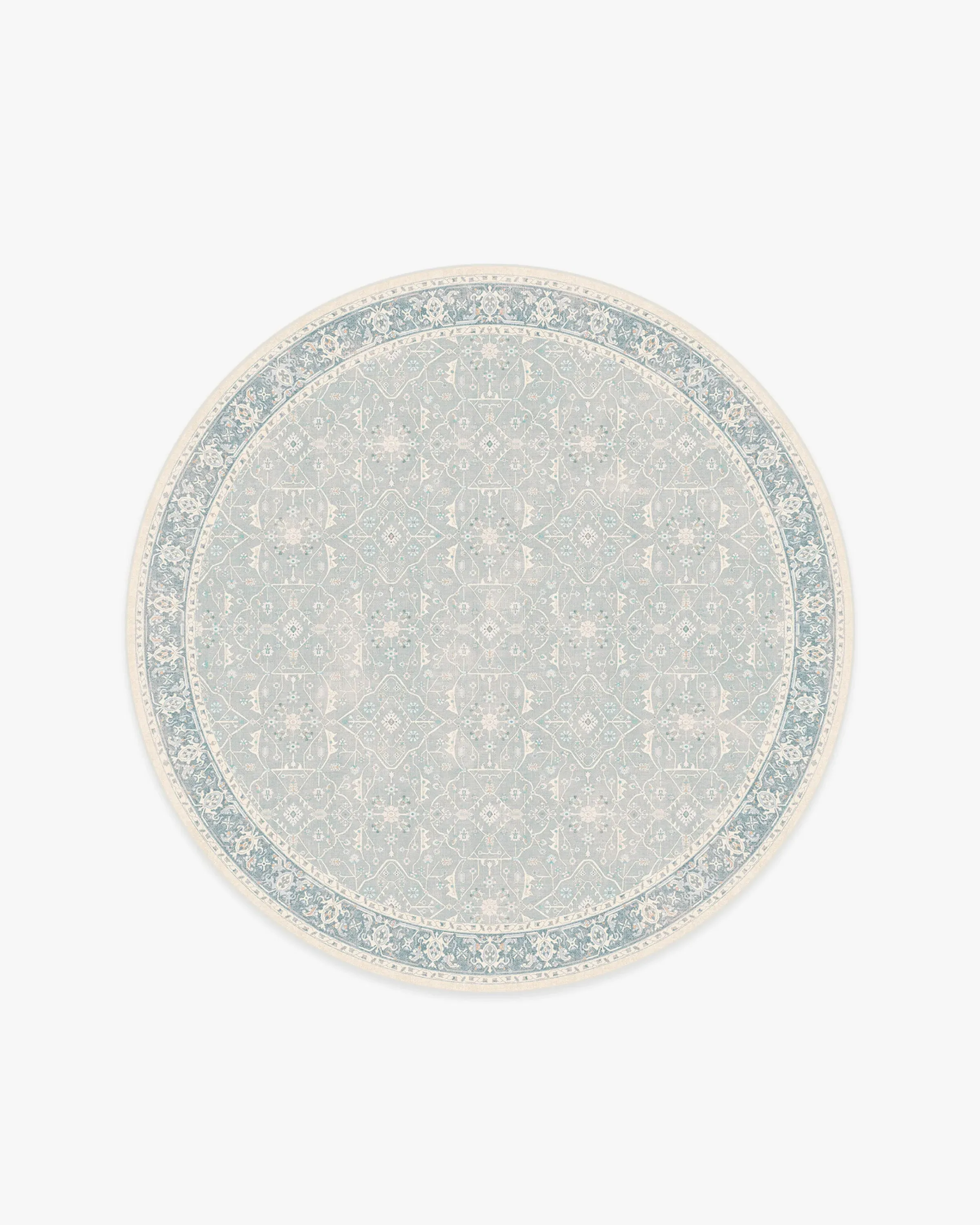 Round Area Rug Machine Washable - Blue, Chenille