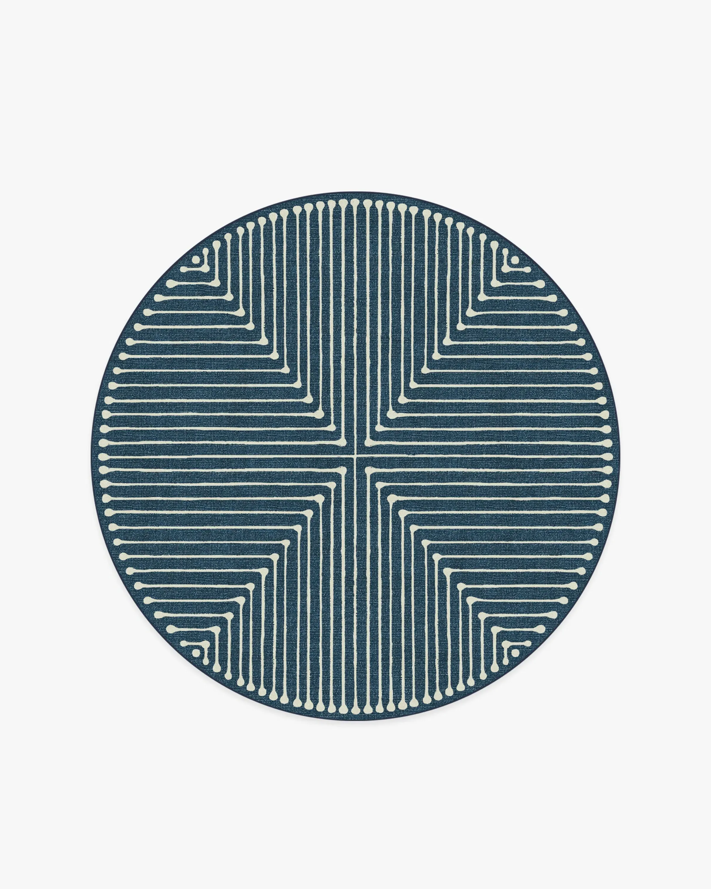 Round Area Rug Machine Washable - Blue, Chenille