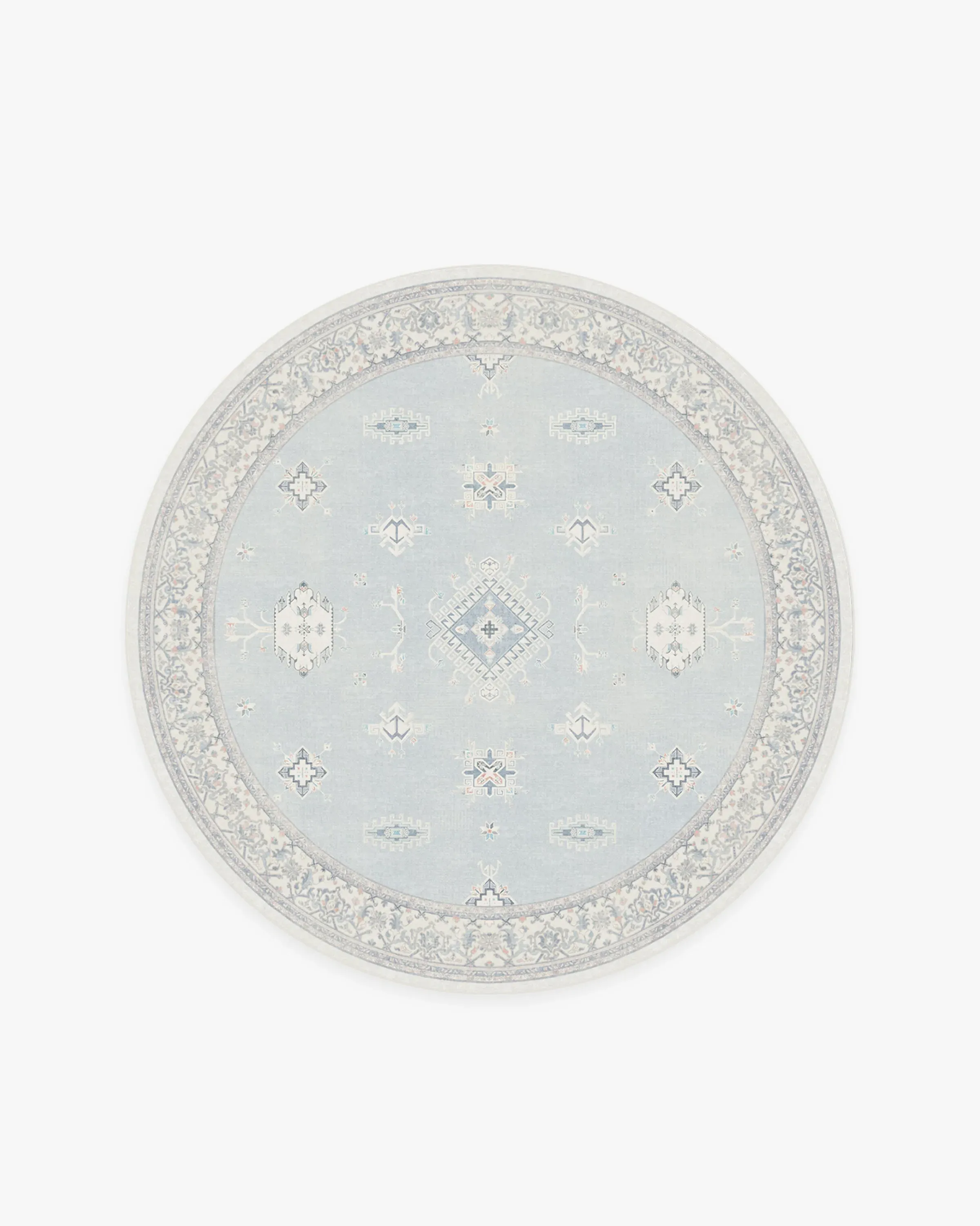 Round Area Rug Machine Washable - Blue, Chenille