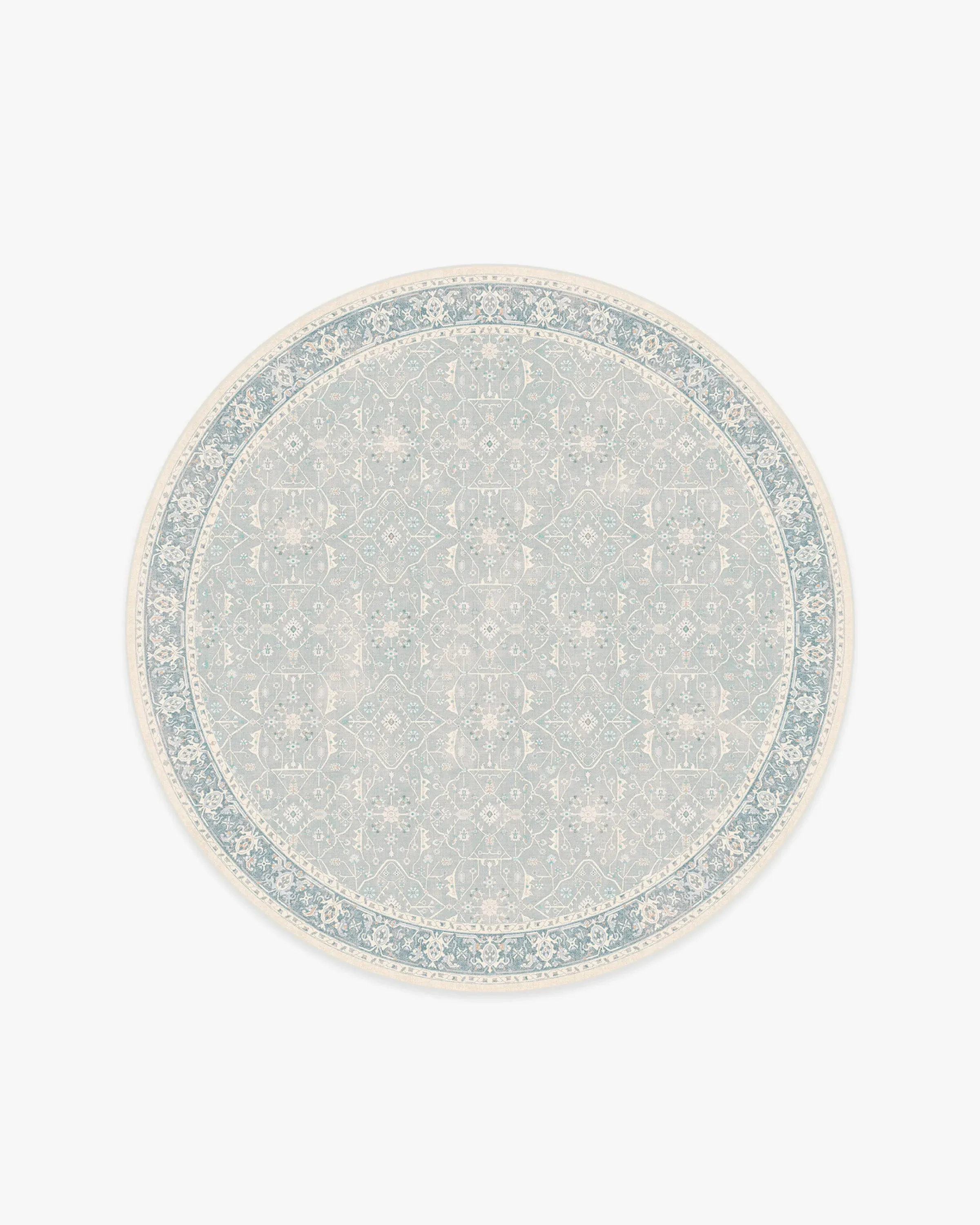Round Area Rug Machine Washable - Blue, Chenille
