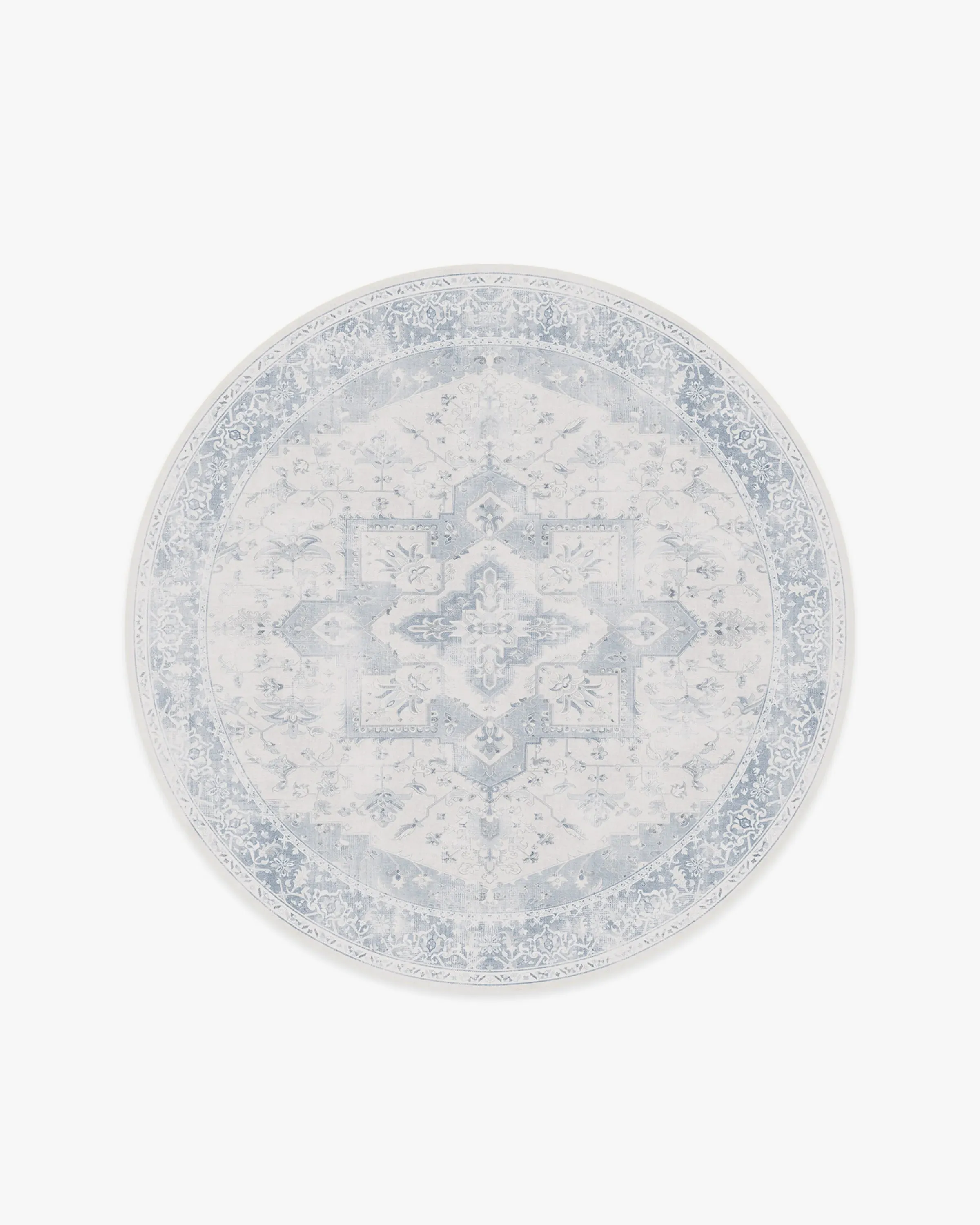 Round Area Rug Machine Washable - Blue, Chenille