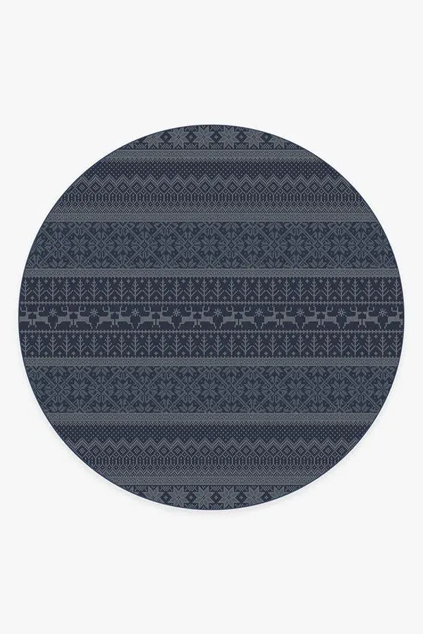 Round Area Rug Machine Washable - Blue, Chenille