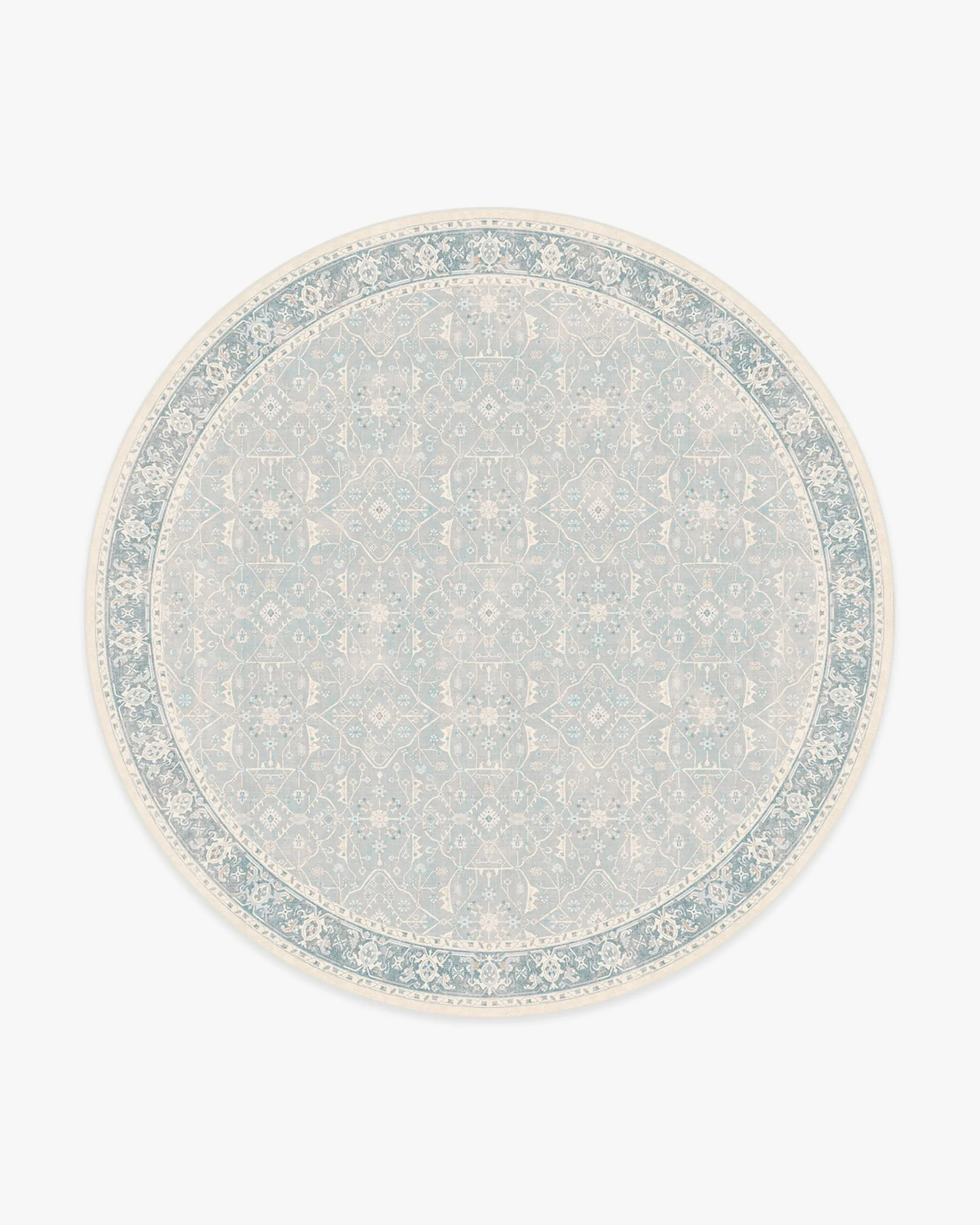 Round Area Rug Machine Washable - Blue, Chenille