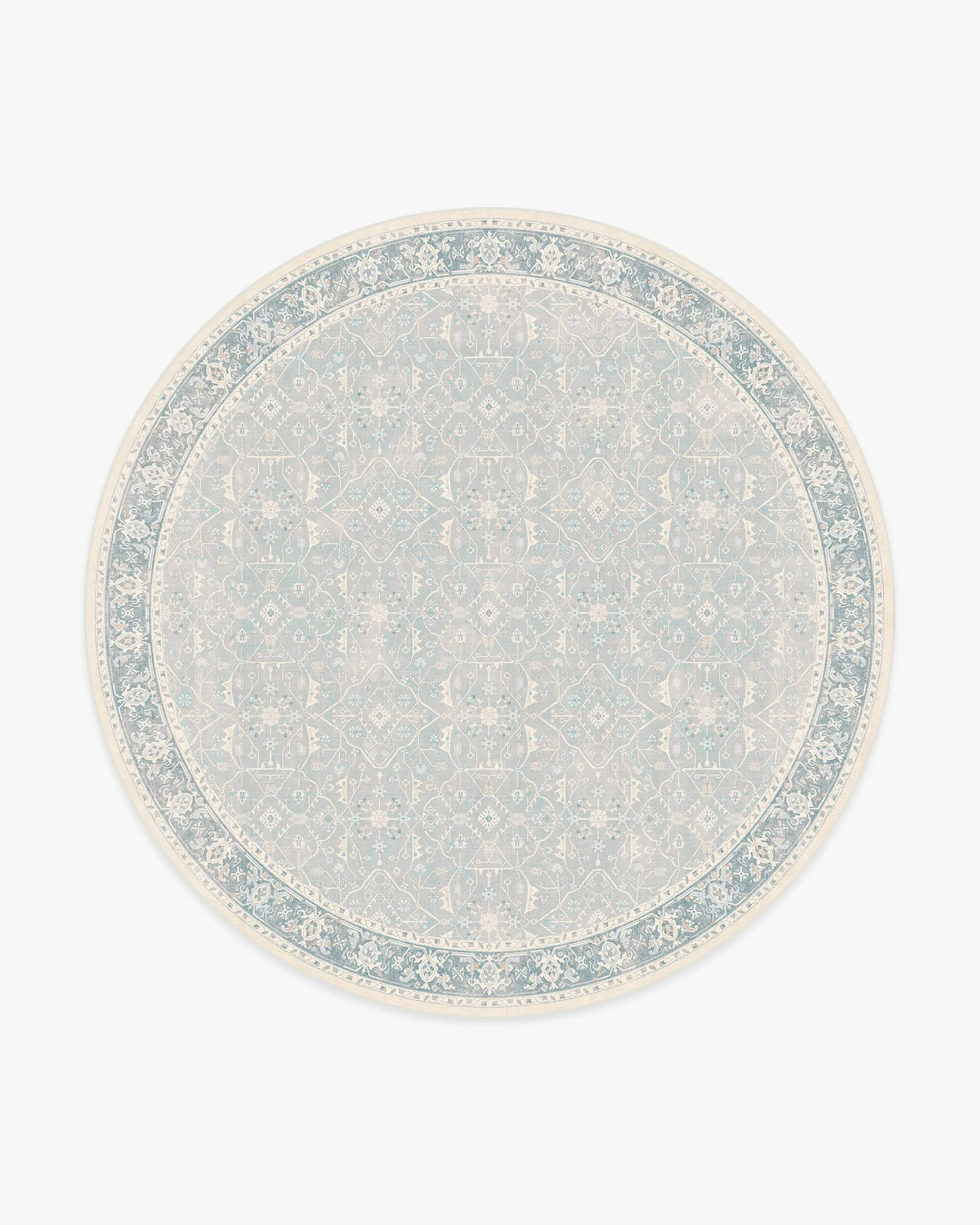 Round Area Rug Machine Washable - Blue, Chenille