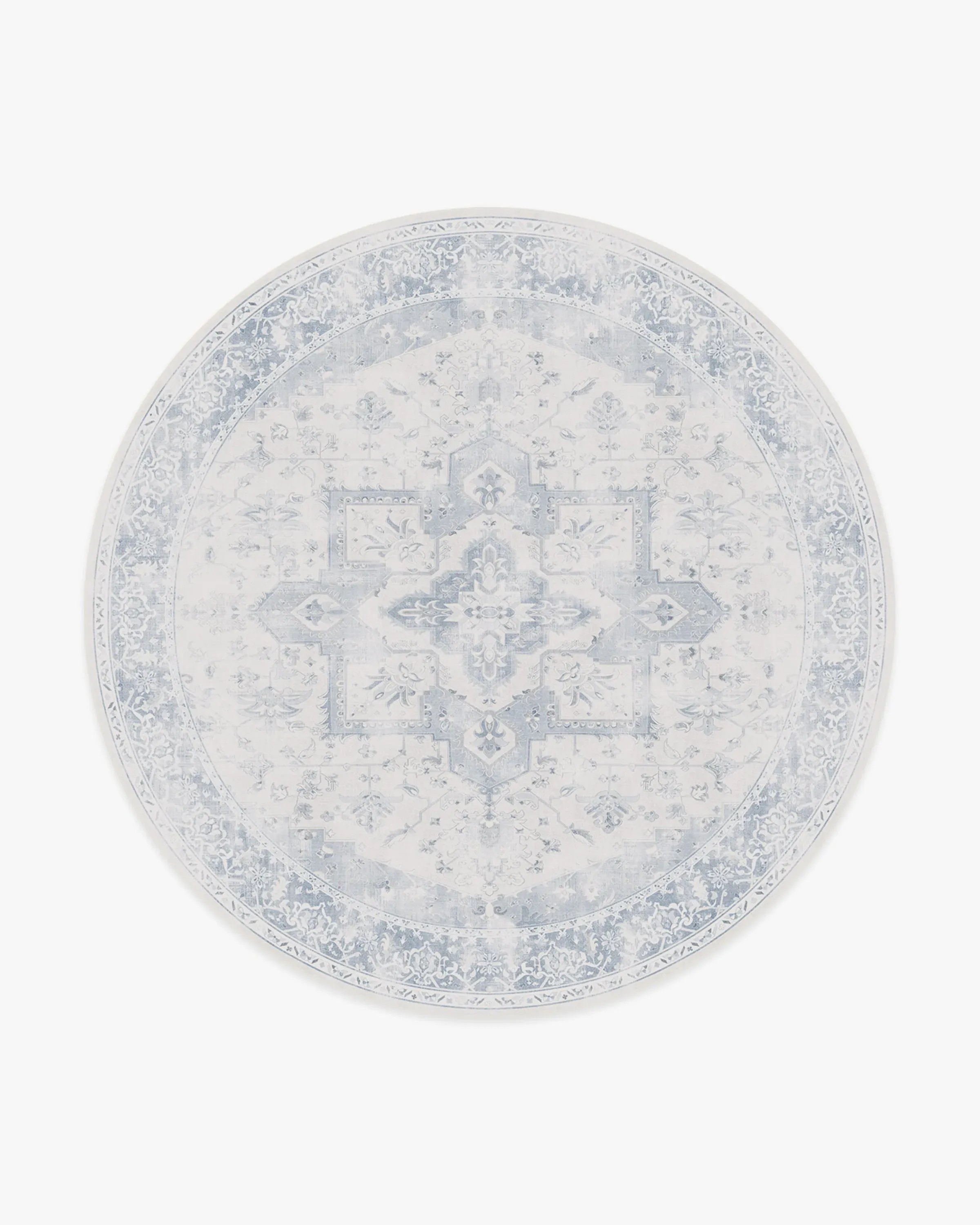 Round Area Rug Machine Washable - Blue, Chenille
