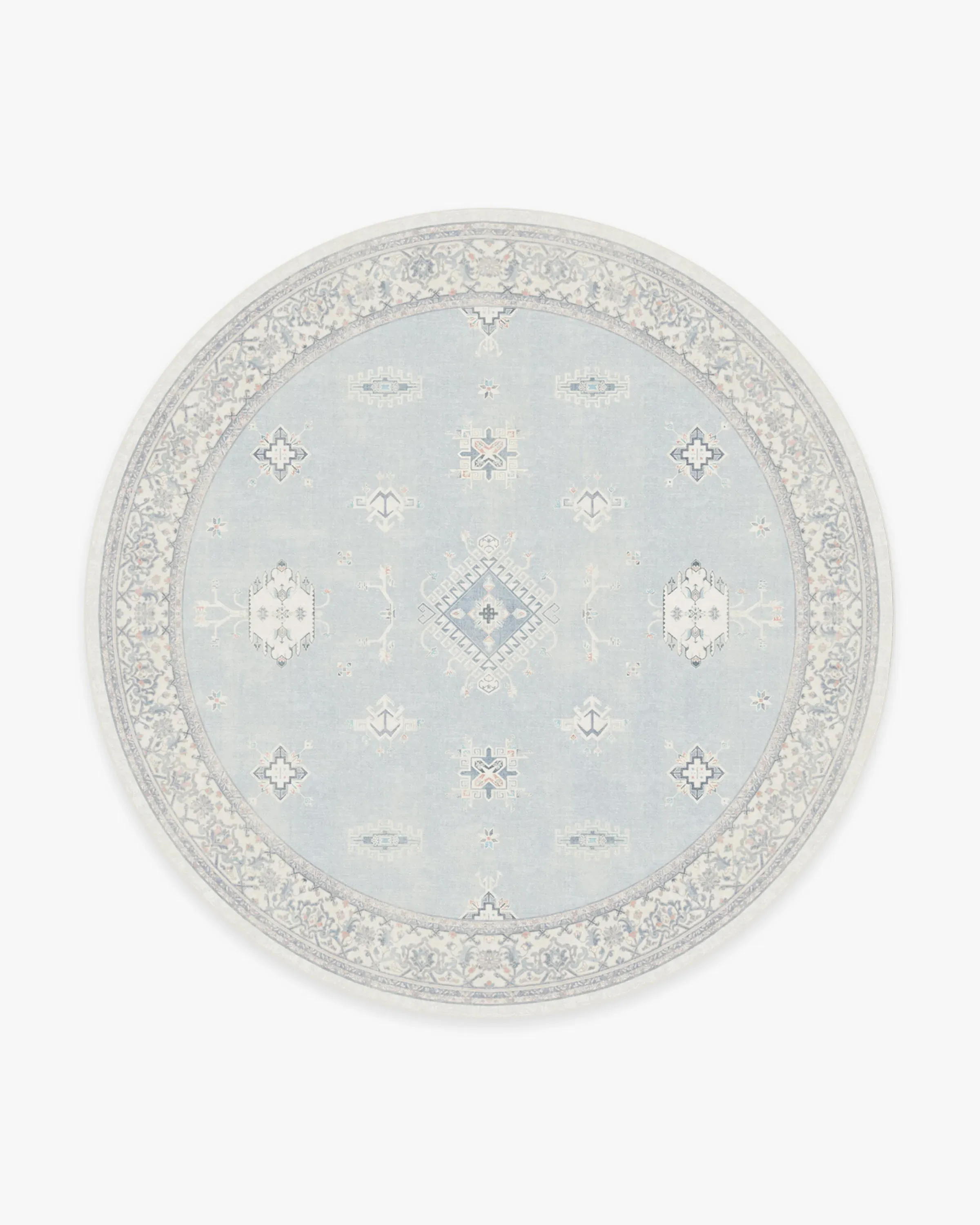 Round Area Rug Machine Washable - Blue, Chenille