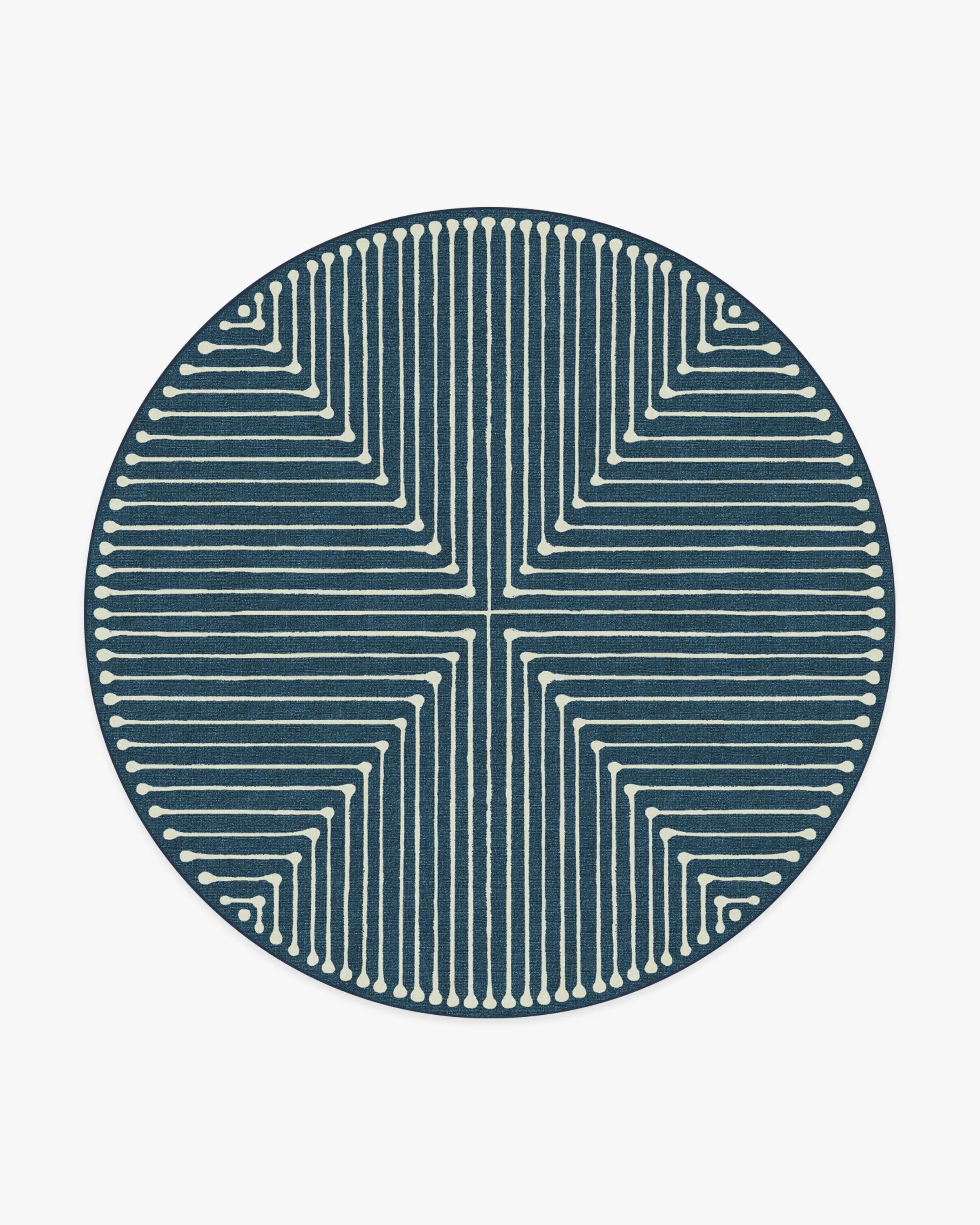 Round Area Rug Machine Washable - Blue, Chenille