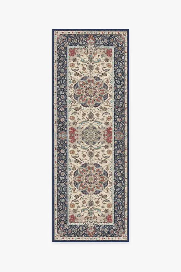 Round Area Rug Machine Washable - Blue