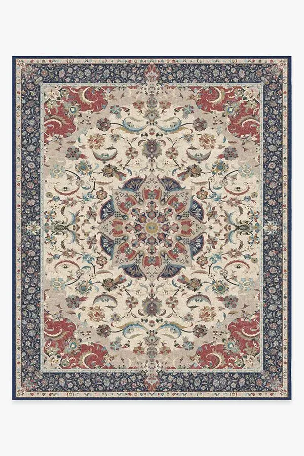 Round Area Rug Machine Washable - Blue