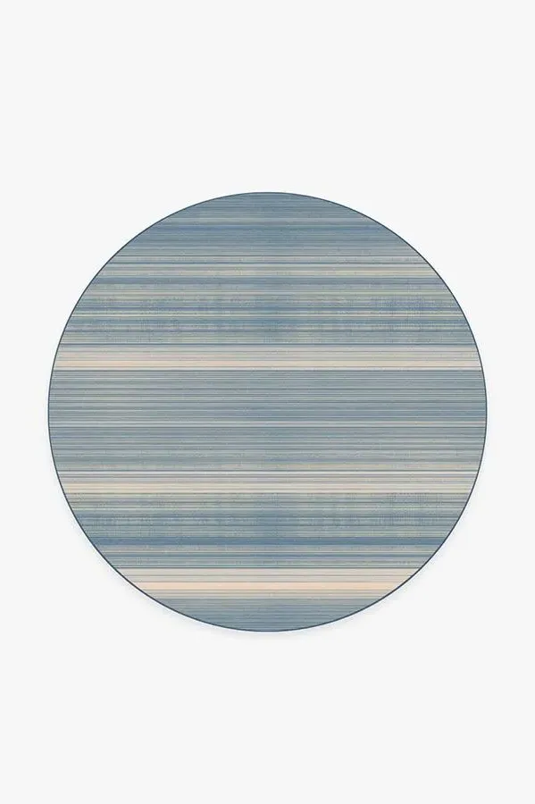 Round Area Rug Machine Washable - Blue, Flatwoven
