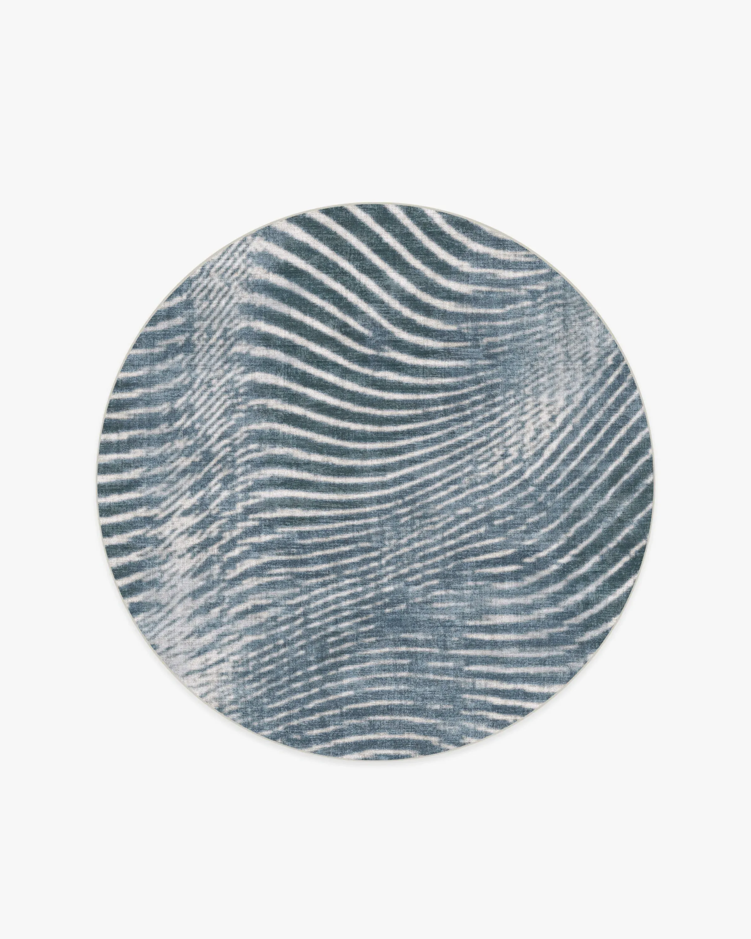 Round Area Rug Machine Washable - Blue, Flatwoven