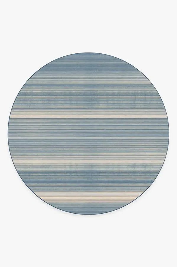 Round Area Rug Machine Washable - Blue, Flatwoven