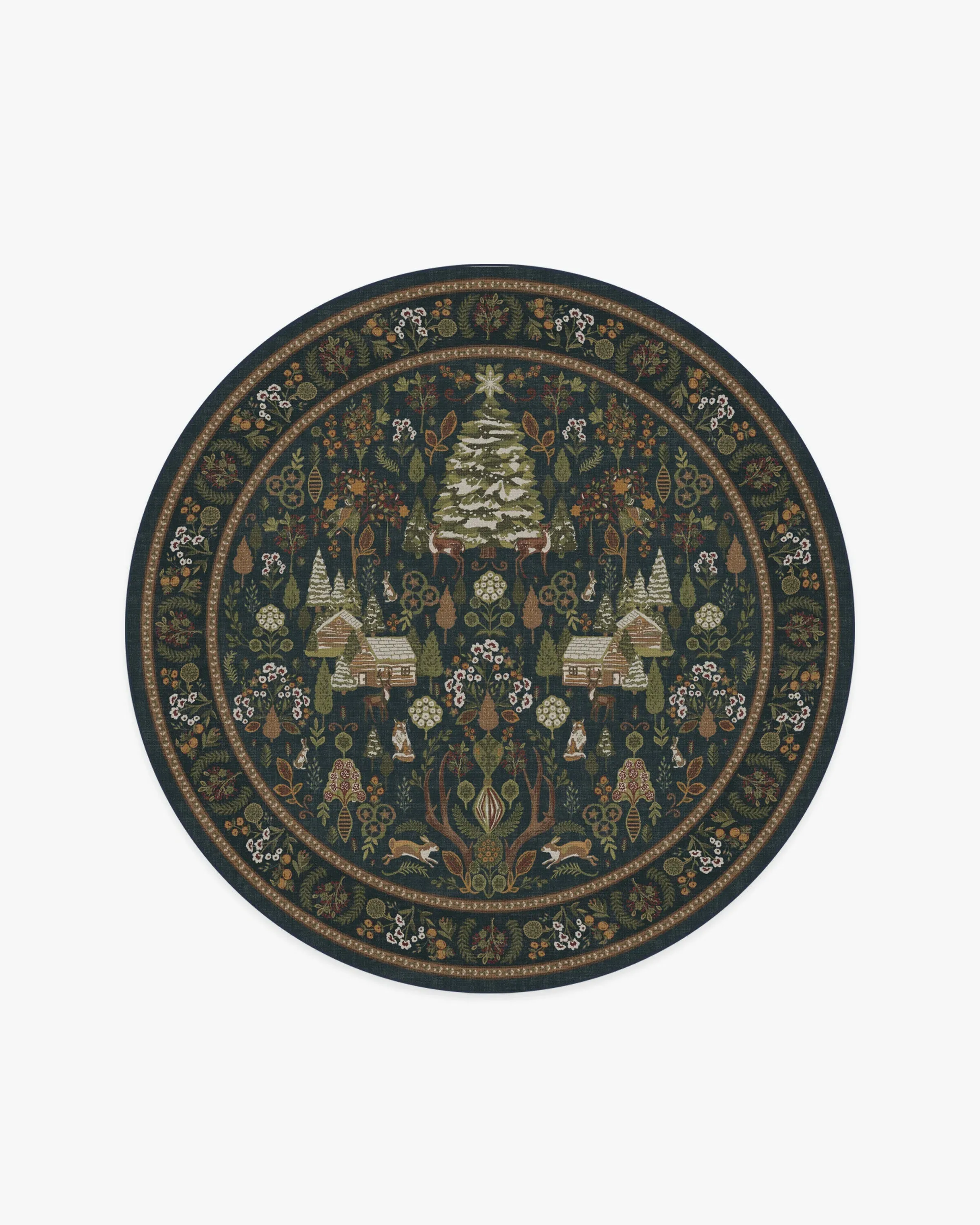 Round Area Rug Machine Washable - Blue, Flatwoven