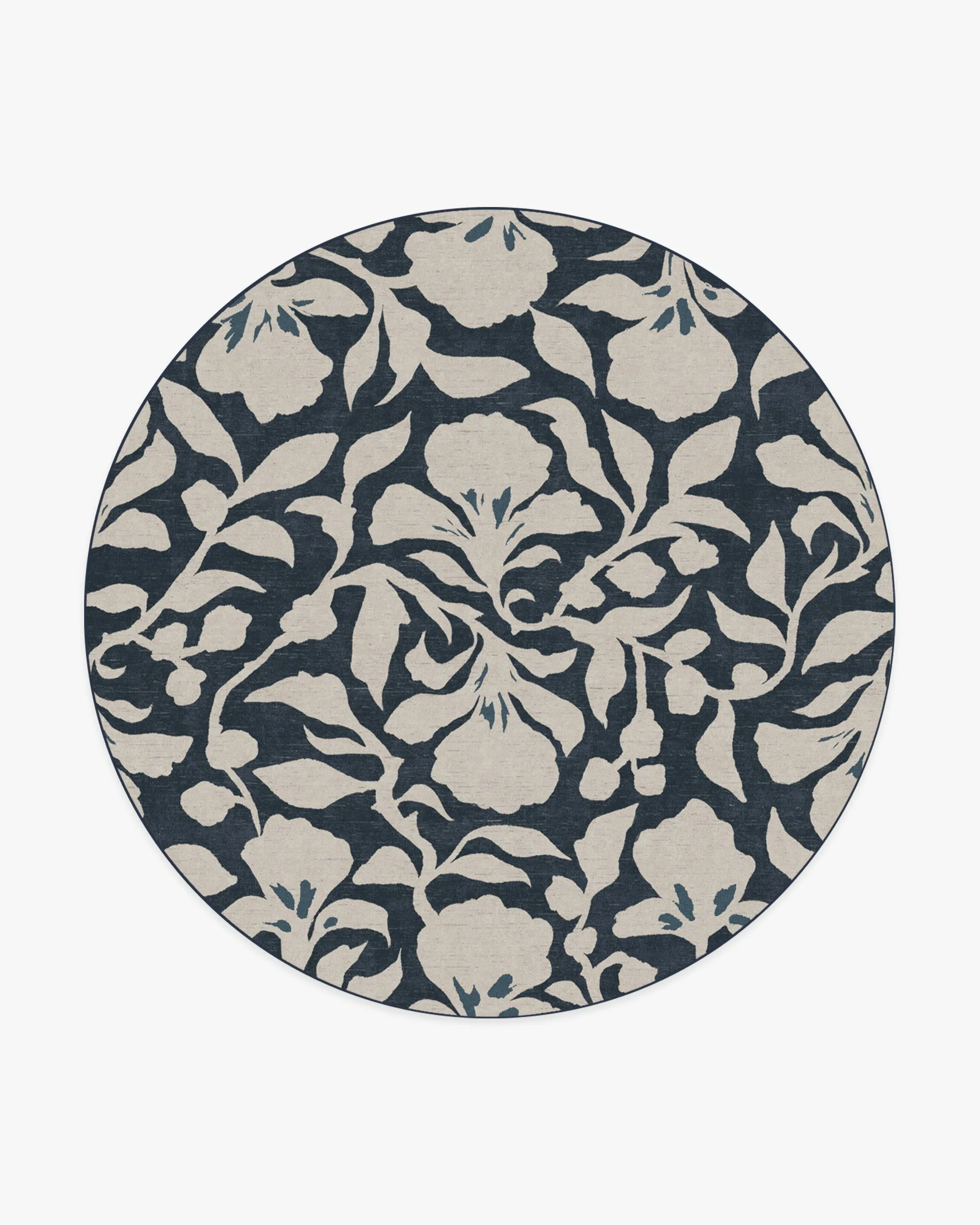 Round Area Rug Machine Washable - Blue, Ivory