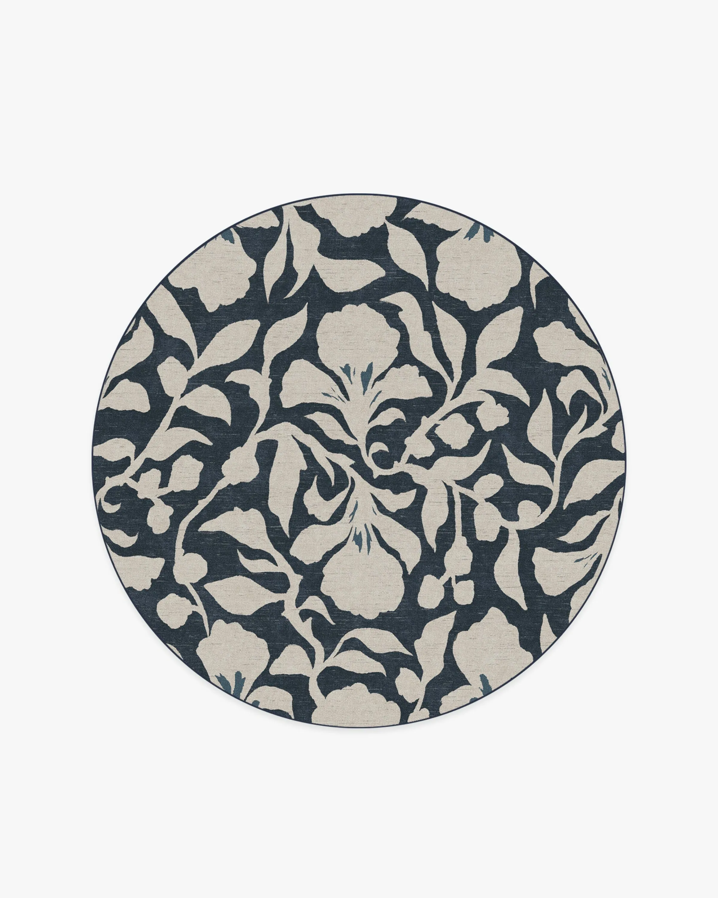Round Area Rug Machine Washable - Blue, Ivory