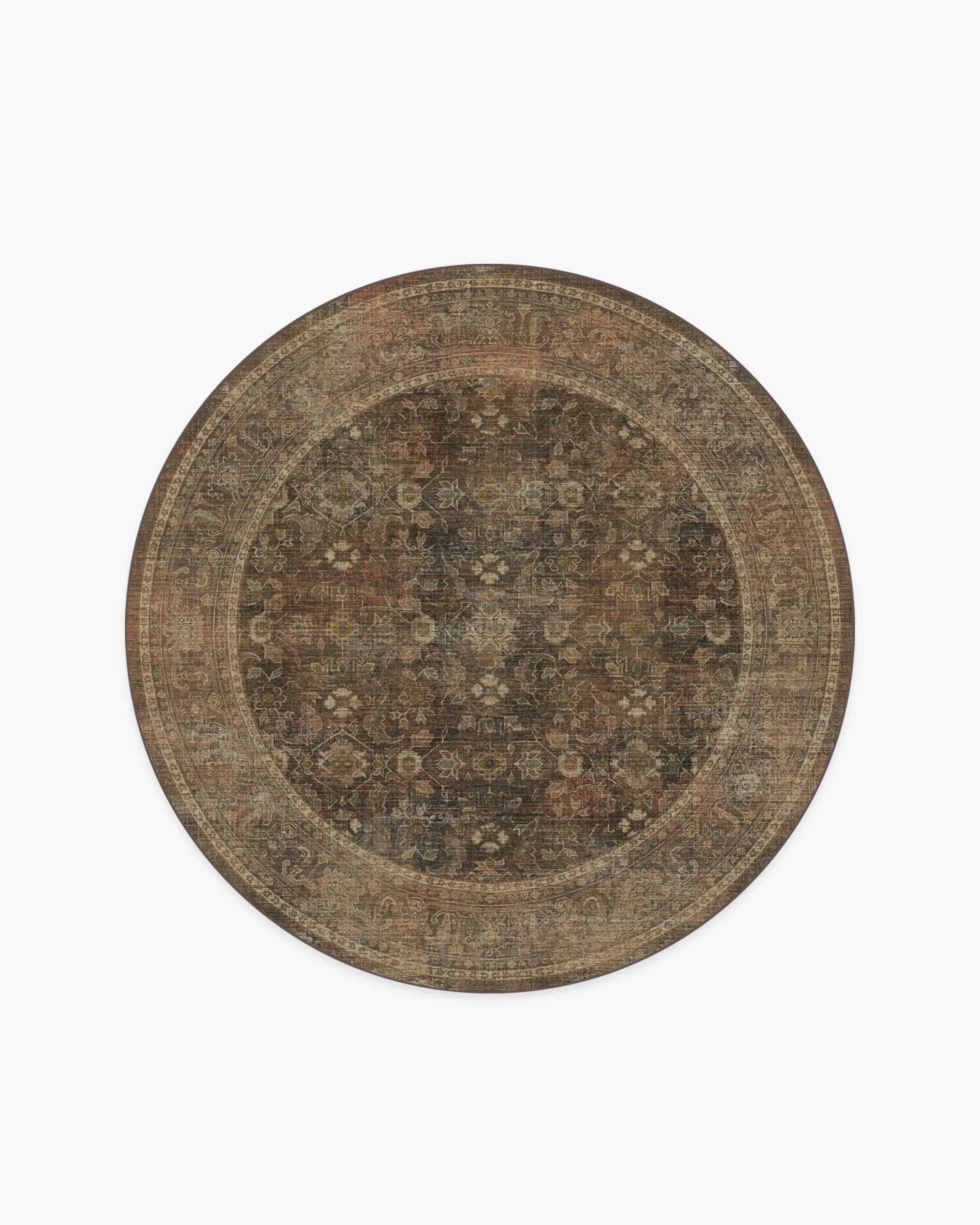 Round Area Rug Machine Washable - Bronze