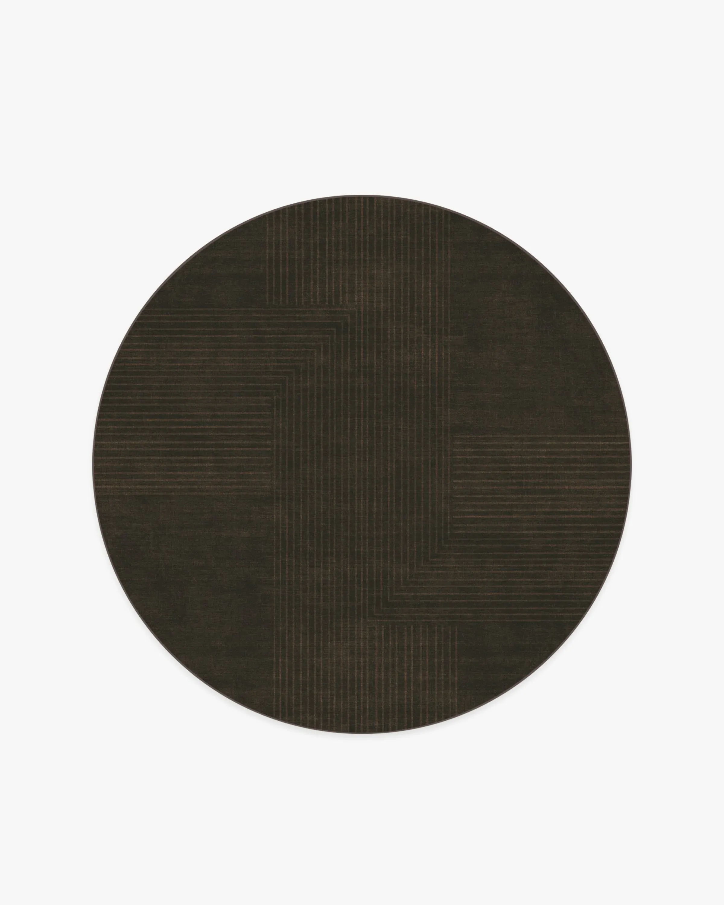 Round Area Rug Machine Washable - Brown