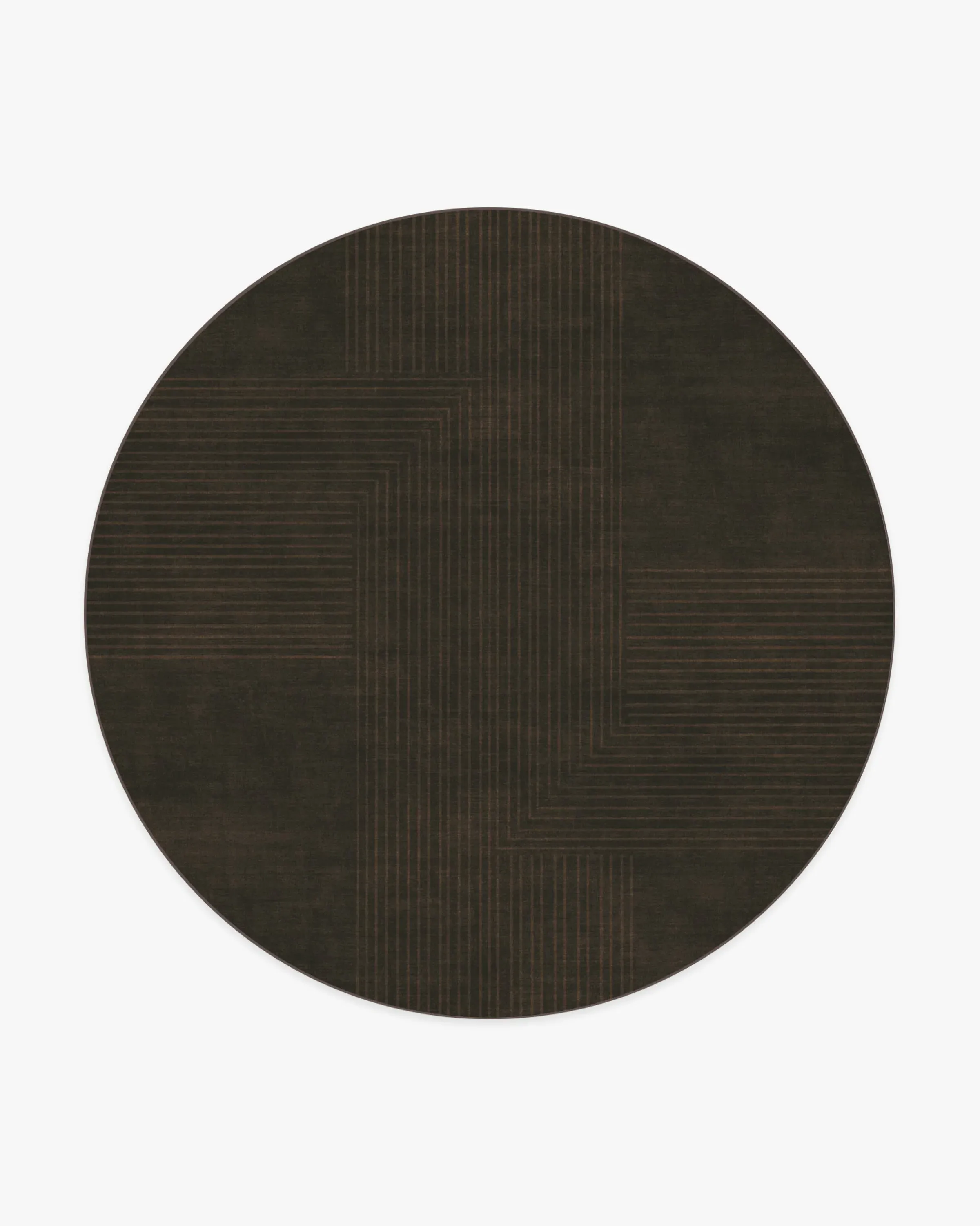Round Area Rug Machine Washable - Brown