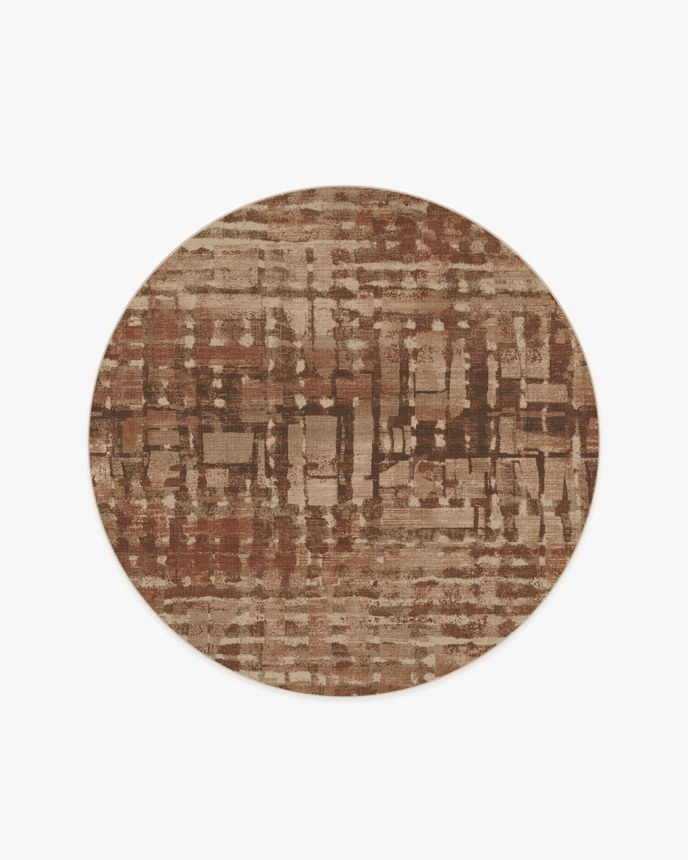 Round Area Rug Machine Washable - Brown
