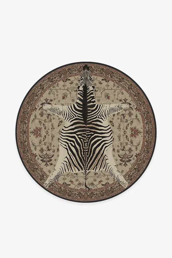 Round Area Rug Machine Washable - Brown, Chenille