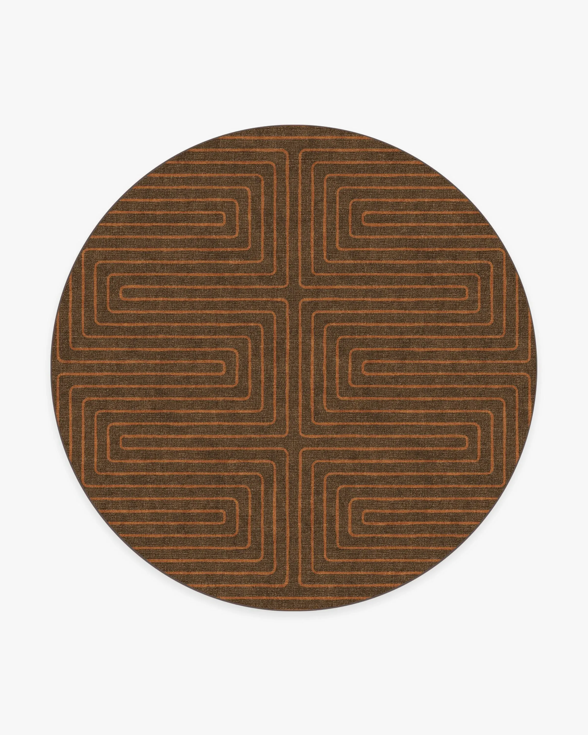 Round Area Rug Machine Washable - Brown, Chenille