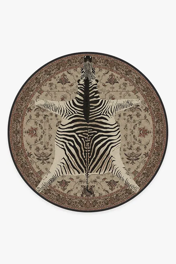 Round Area Rug Machine Washable - Brown, Chenille