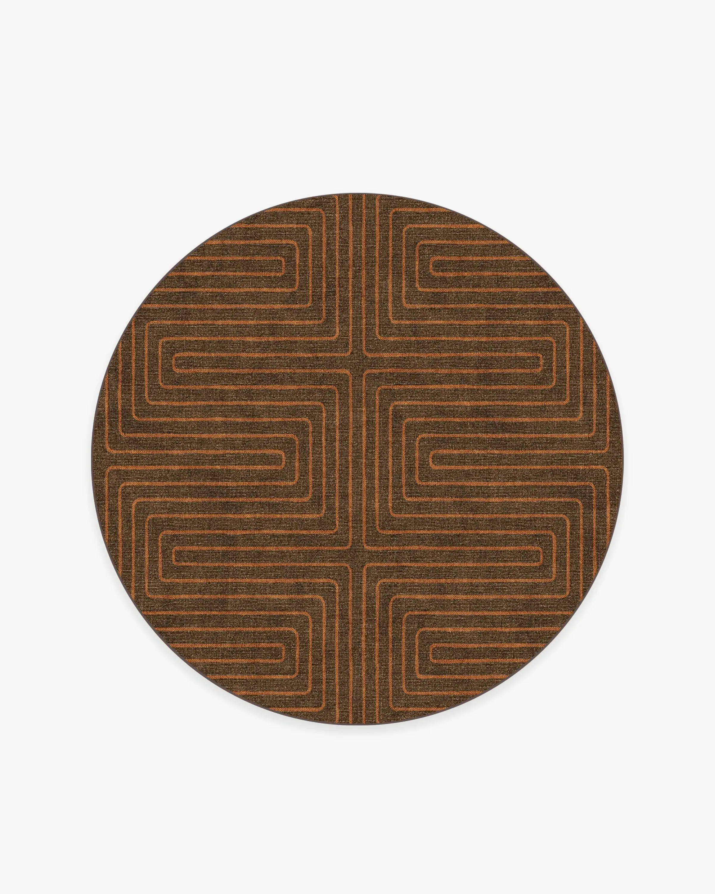 Round Area Rug Machine Washable - Brown, Chenille