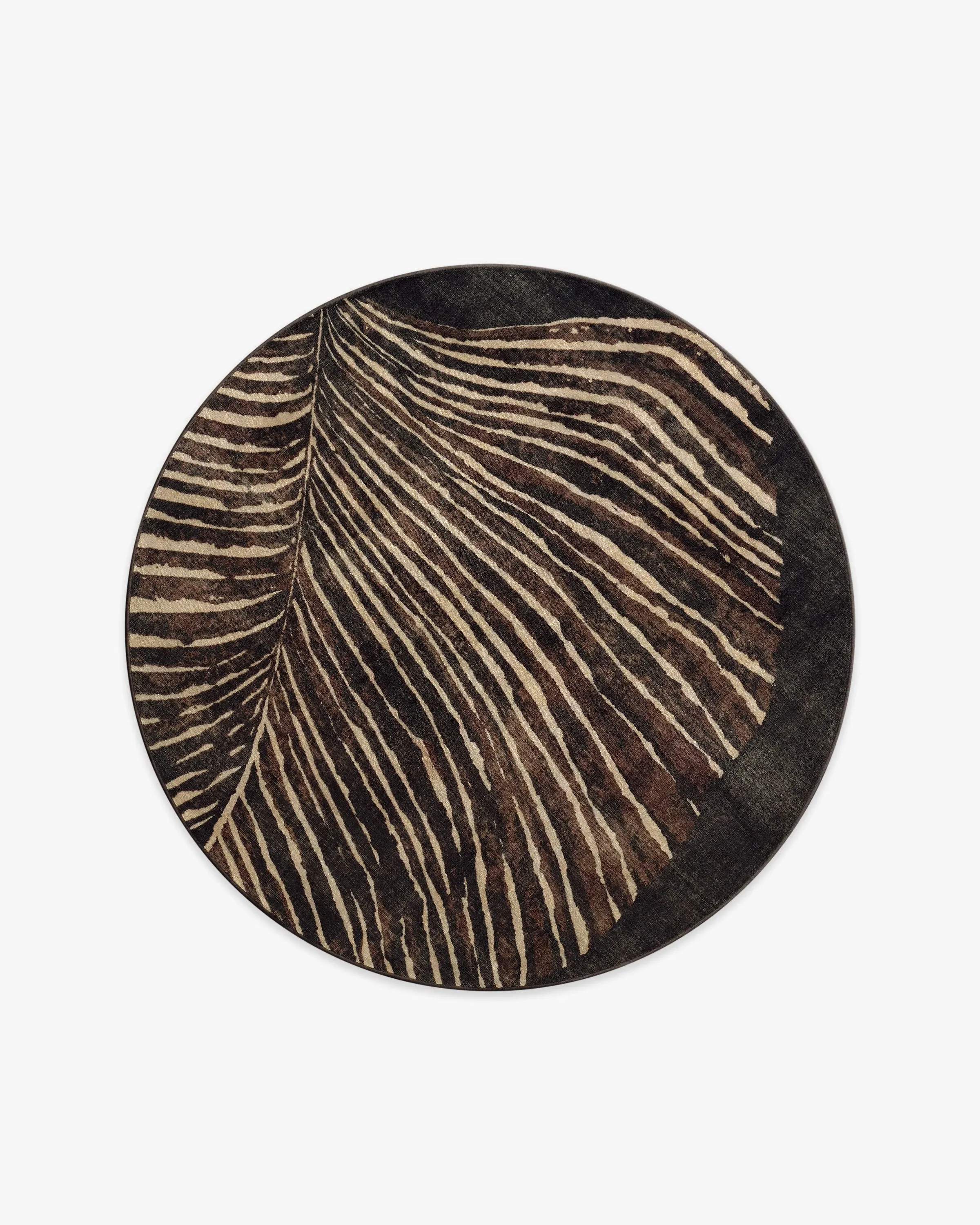 Round Area Rug Machine Washable - Brown, Tufted