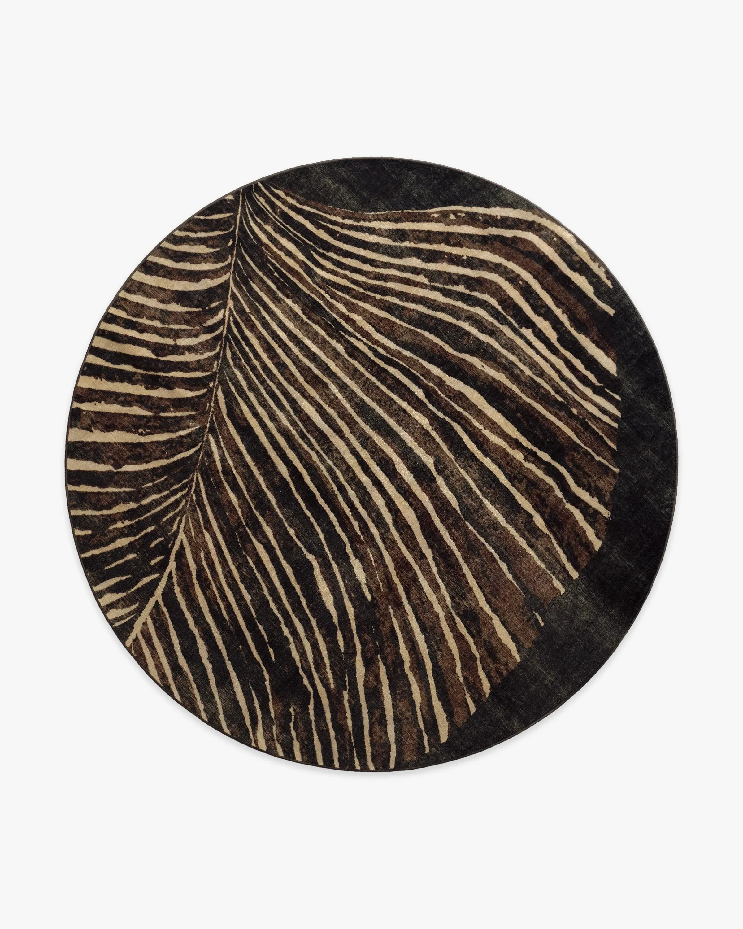 Round Area Rug Machine Washable - Brown, Tufted