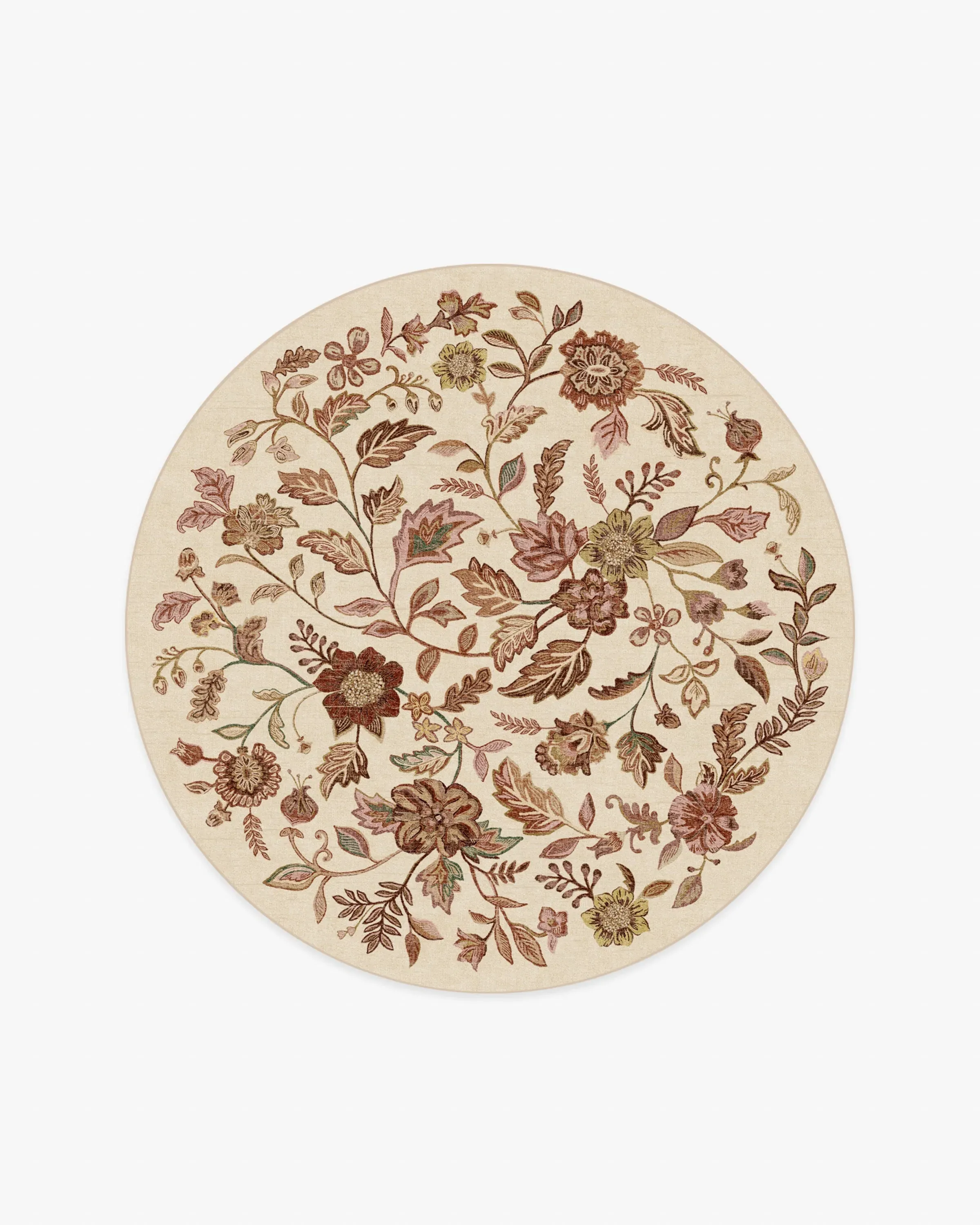 Round Area Rug Machine Washable - Burgundy