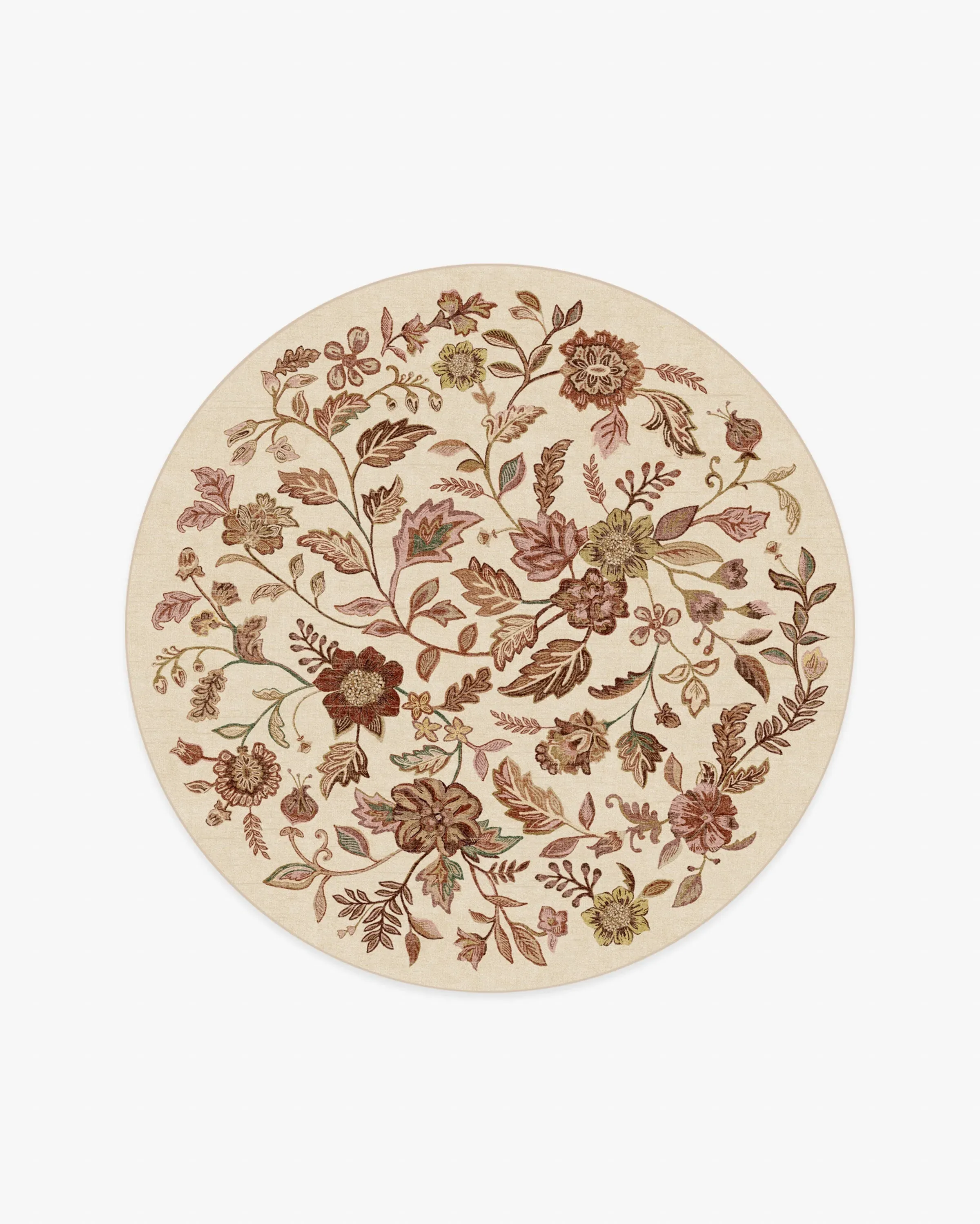Round Area Rug Machine Washable - Burgundy