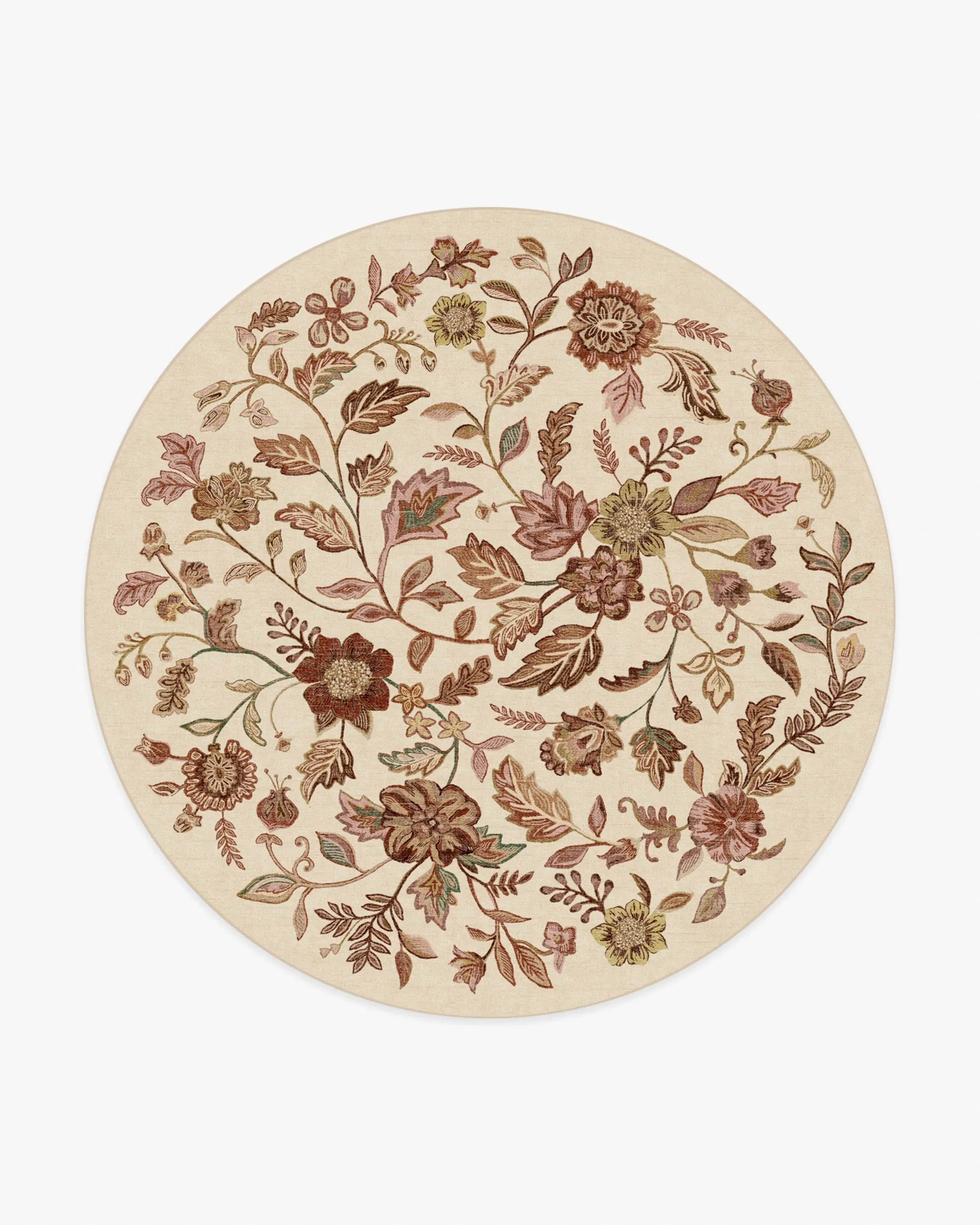 Round Area Rug Machine Washable - Burgundy